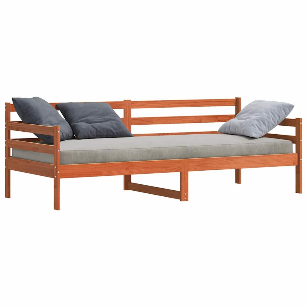 vidaXL Bett Tagesbett mit Kopfteil Wachsbraun Massives Kiefernholz (1-tlg)