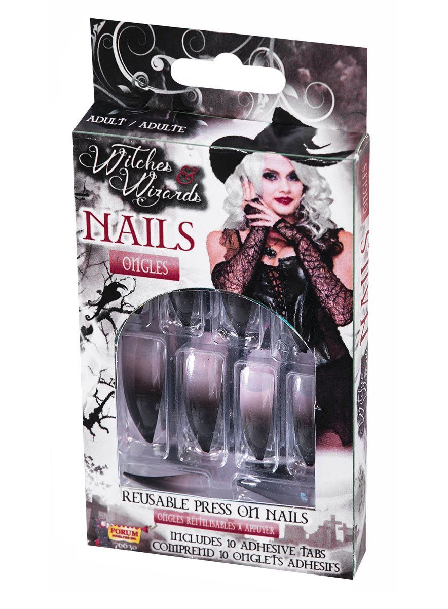Metamorph Kunstfingernägel Hexen Fingernägel schwarz, Eindrucksvolle Krallen für Hexen und Zauberer