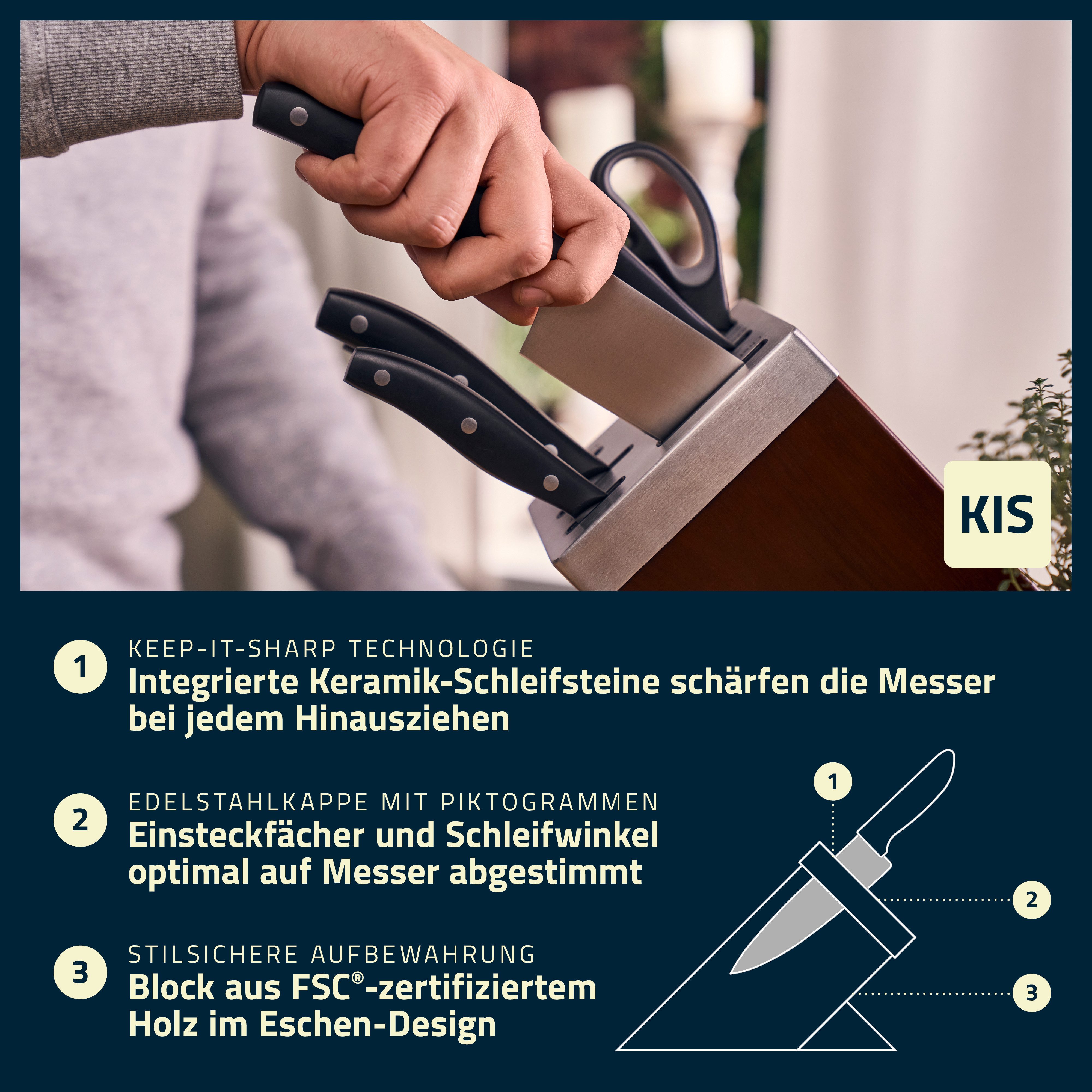 HENCKELS by ZWILLING Messerblock Everyday (7tlg), Selbstschärfender Messerblock, Keramik-Schleifsteine, Vielzweckschere – Bild 3 von 5