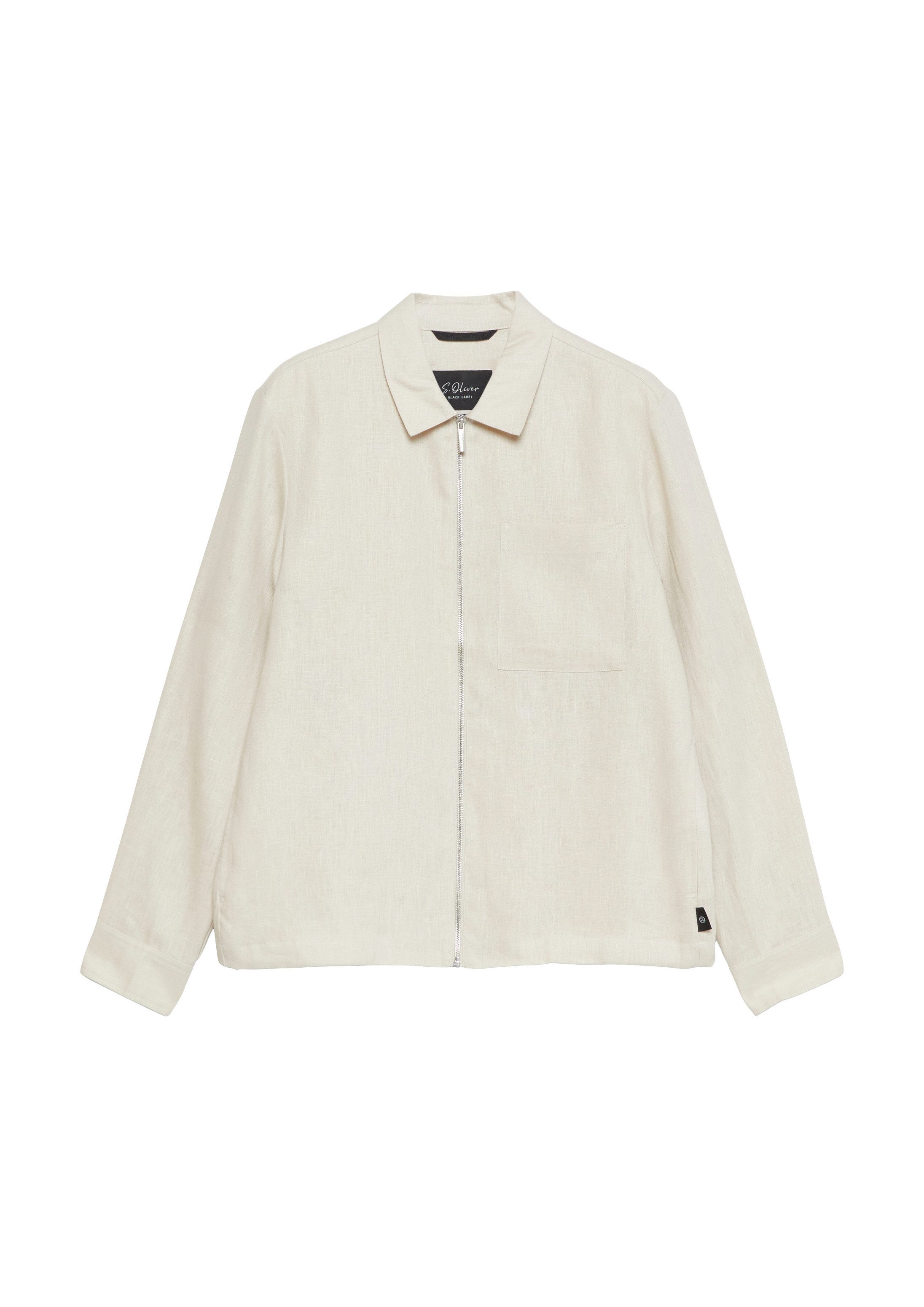 s.Oliver Hemdjacke Indoor-Jacke Overshirt aus Leinen mit Reißverschluss