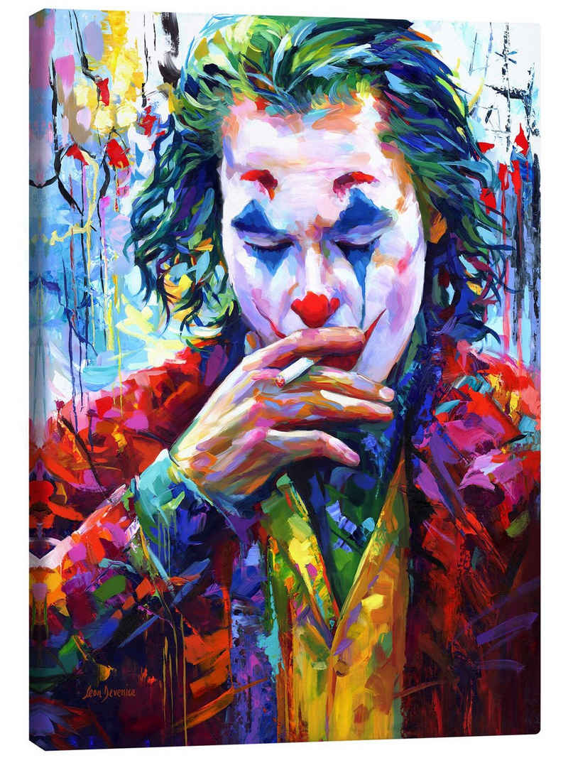 Posterlounge Leinwandbild Leon Devenice, Smoking Joker Pop Art, Modern Malerei