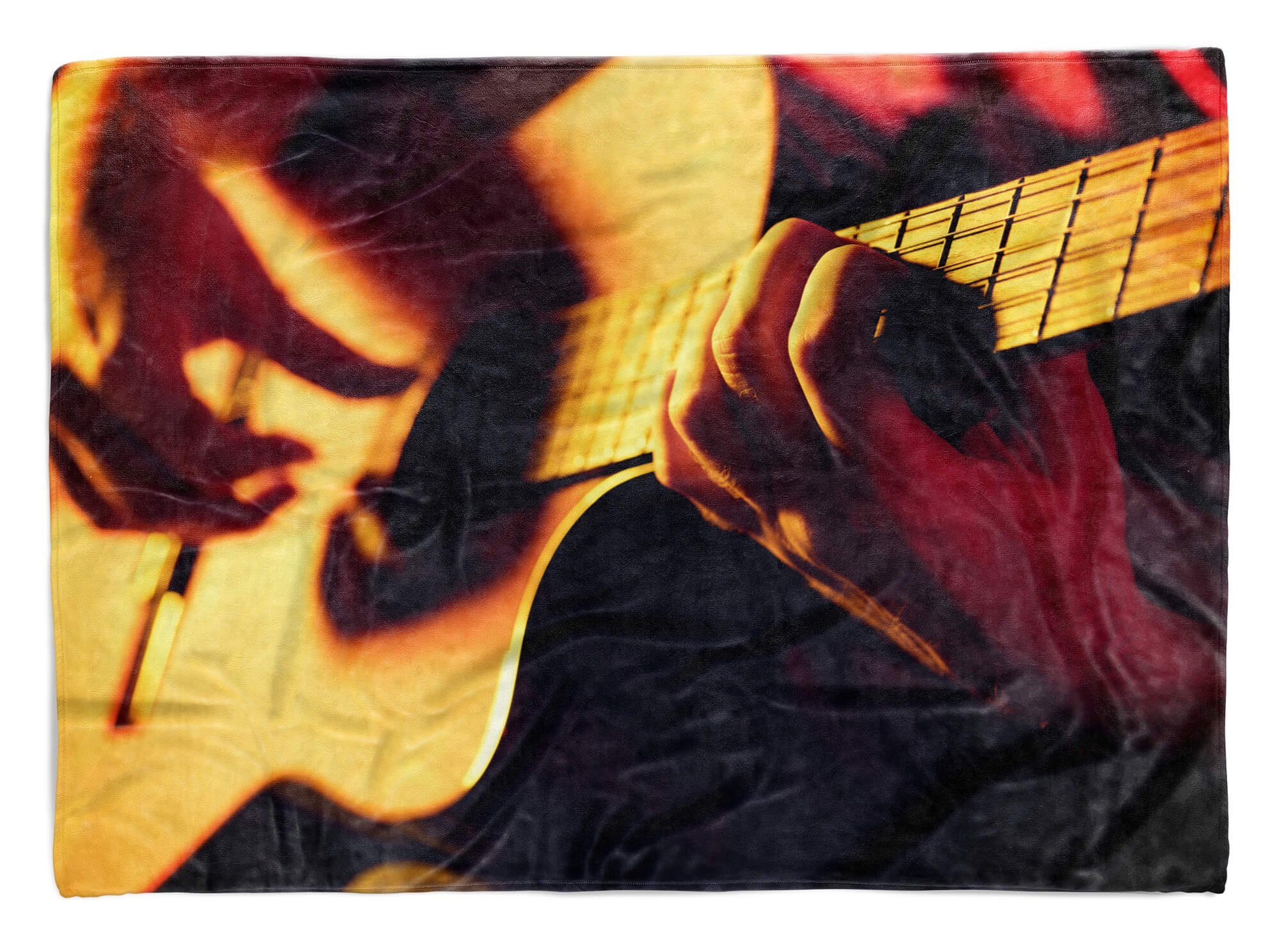 Sinus mit (1-St), Saunatuch Strandhandtuch Fotomotiv Baumwolle-Polyester-Mix Gitarrist Gitarre, Handtuch Handtuch Handtücher Kuscheldecke Art