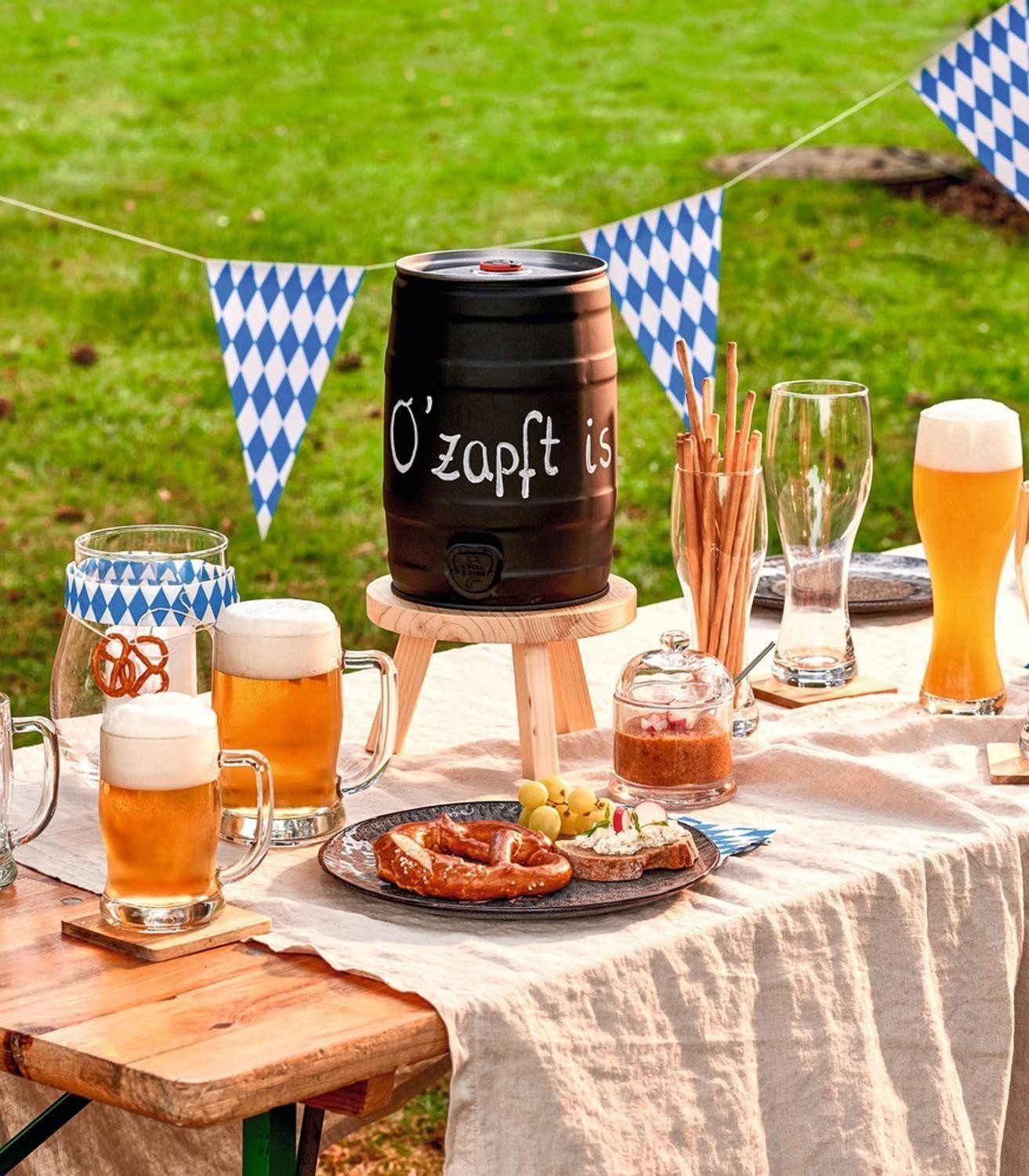 LEONARDO Getränkespender Sockel für Getränkespender LIMITO, Ø 22 x H 12 cm, Braun, Holz