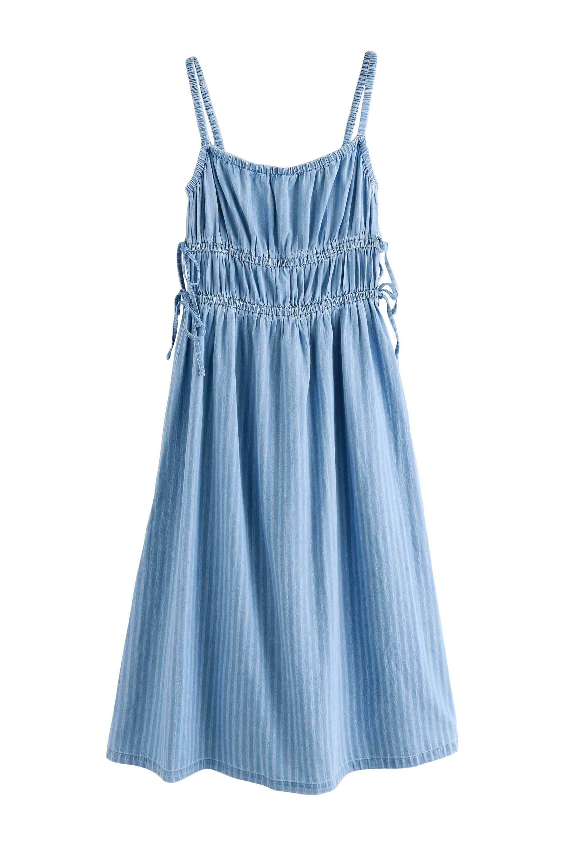 Next Midikleid Gestreiftes Jeans-Midikleid mit Trägern günstig online kaufen