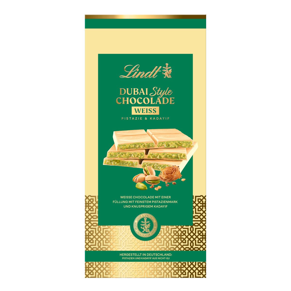 LINDT Schokolade, Lindt Dubai Style Chocolate Tafel weiße Schokolade Packung 145g
