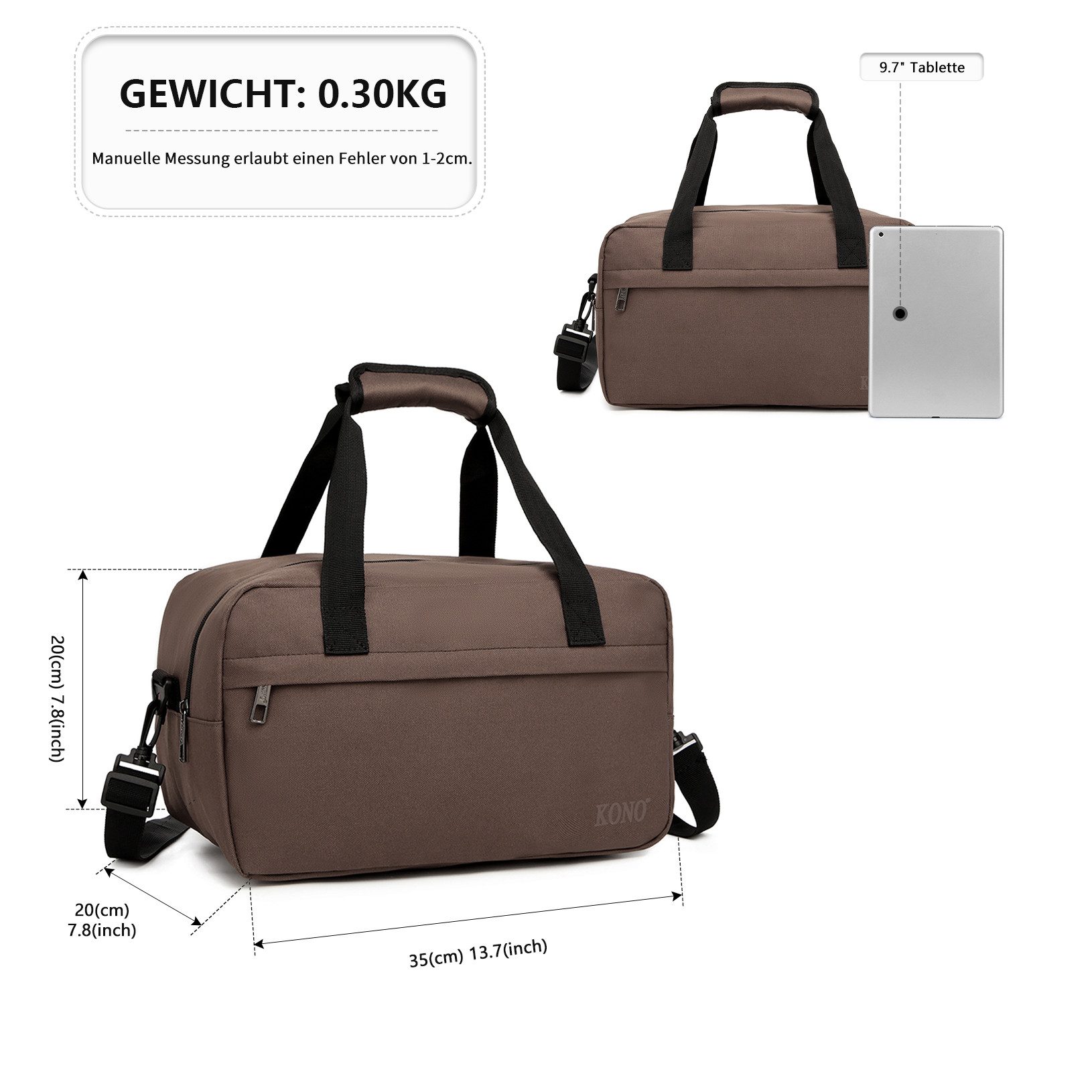 KONO Reisetasche Handgepäck Tasche Unisex Gym Henkeltasche Weekender günstig online kaufen