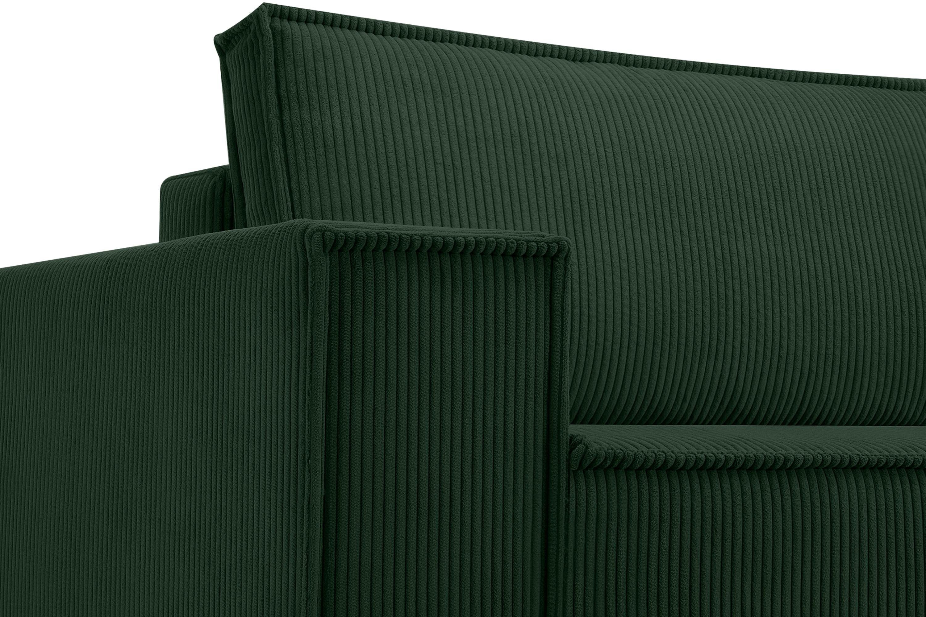 Konsimo 3-Sitzer NAPI, hergestellt Pet Cord-Stoff dunkelgrün Friendly in in EU, der Schlaffunktion, mit