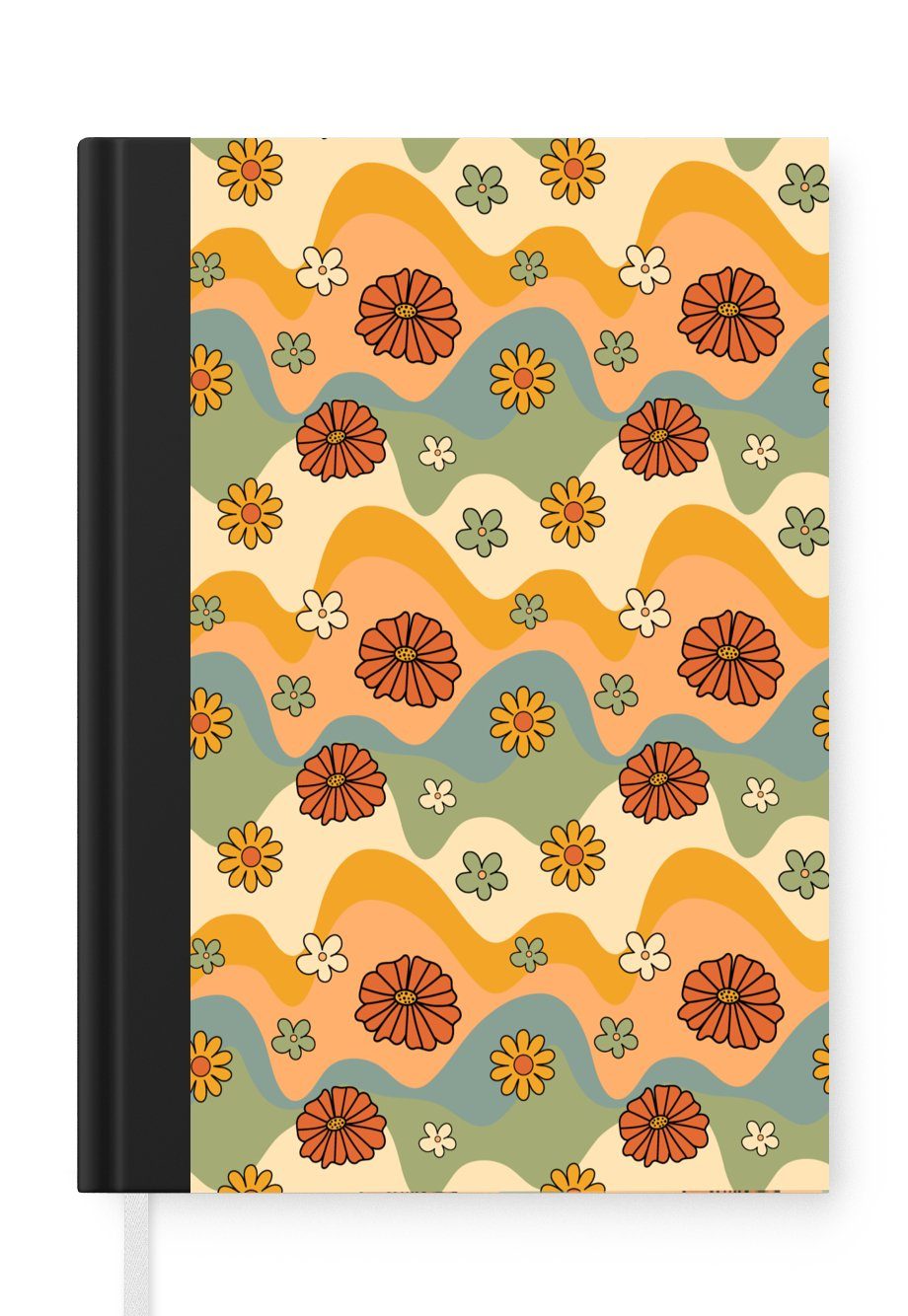 MuchoWow Notizbuch Muster - Blumen - Vintage, Journal, Merkzettel, Tagebuch, Notizheft, A5, 98 Seiten, Haushaltsbuch