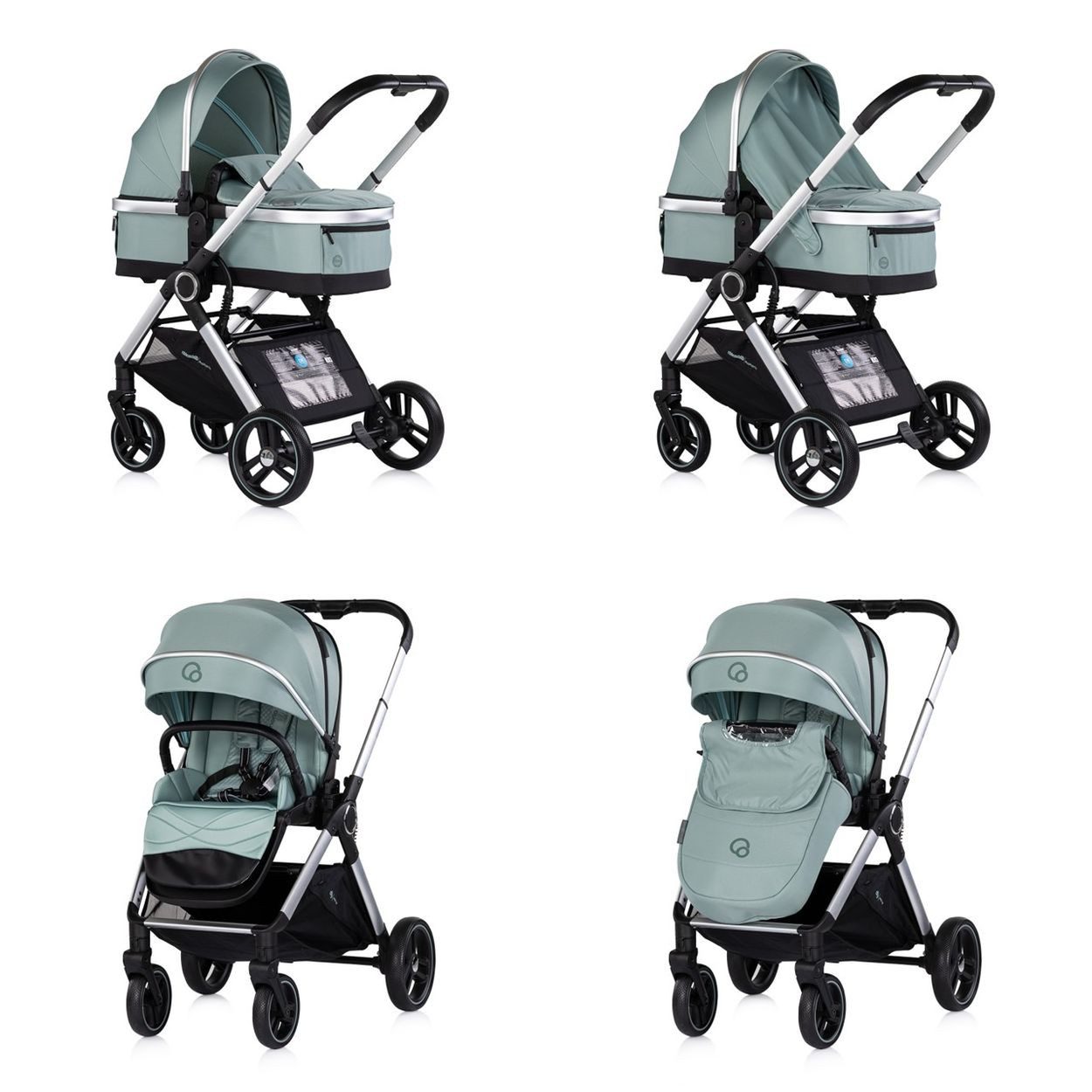 Chipolino Kombi-Kinderwagen Kombikinderwagen 3in1 Euphoria, Sportsitz Babyschale umbaubar klappbar
