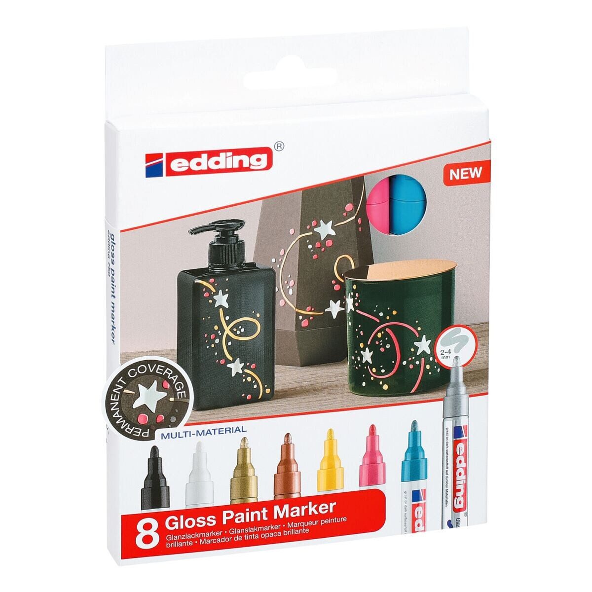edding Lackmarker 750, (8-tlg), Glanzlackmarker, Strichstärke 2-4 mm