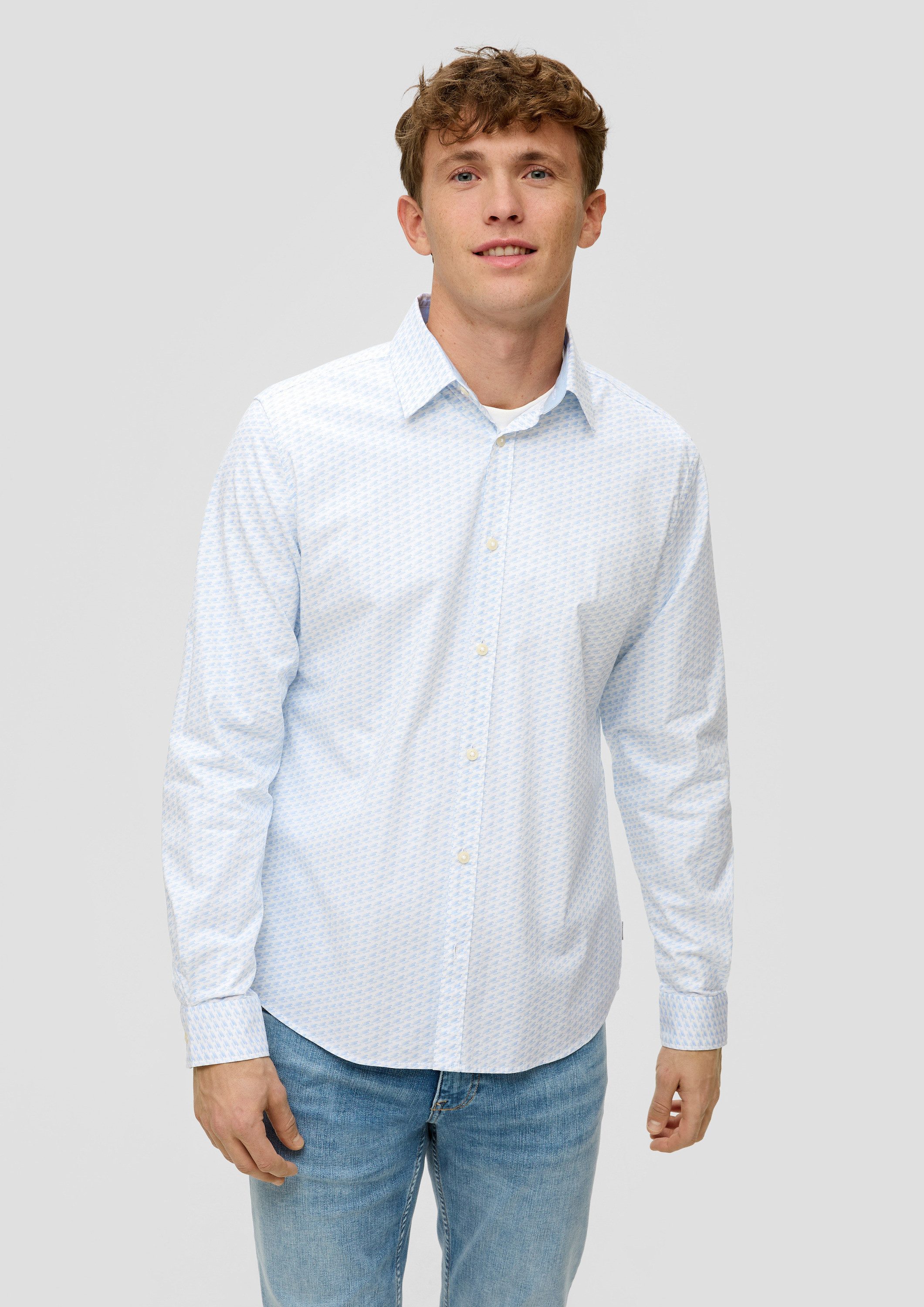 s.Oliver Langarmhemd Hemd Slim: Langarmhemd aus Baumwollmix günstig online kaufen
