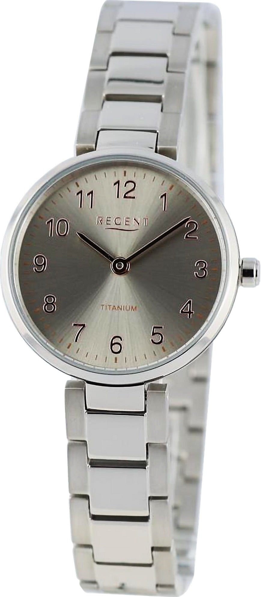 Regent Quarzuhr Damen Armbanduhr (ca. Armbanduhr Analog, Regent rund, extra Damen Metallarmband 26mm), groß