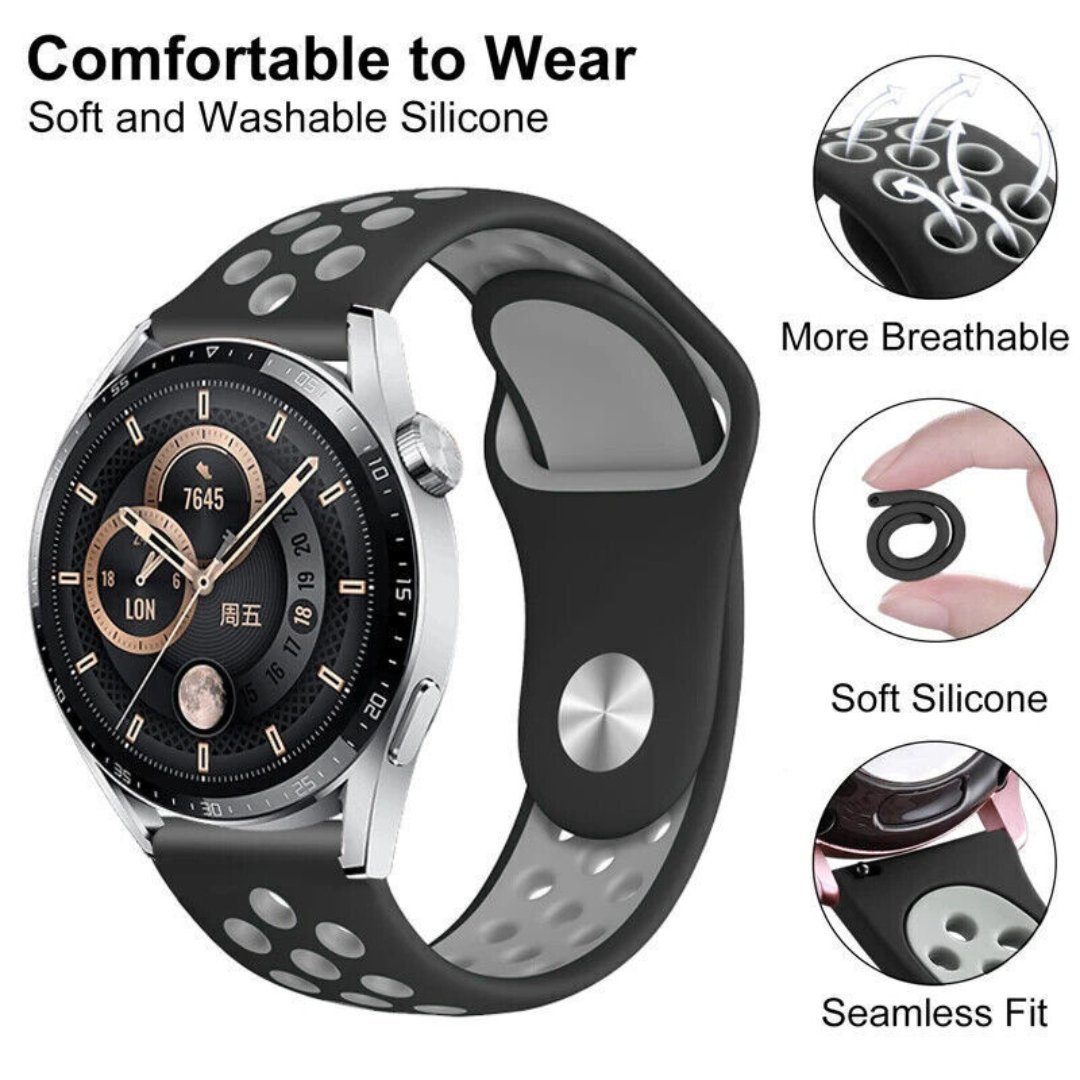 Schwarz 5 Samsung Silikon Gear Sport Classic, Uhrenarmband Watch Armband 6 4 für Galaxy S3 SmartUP Silikon #1 Sportband, Ersatzarmband