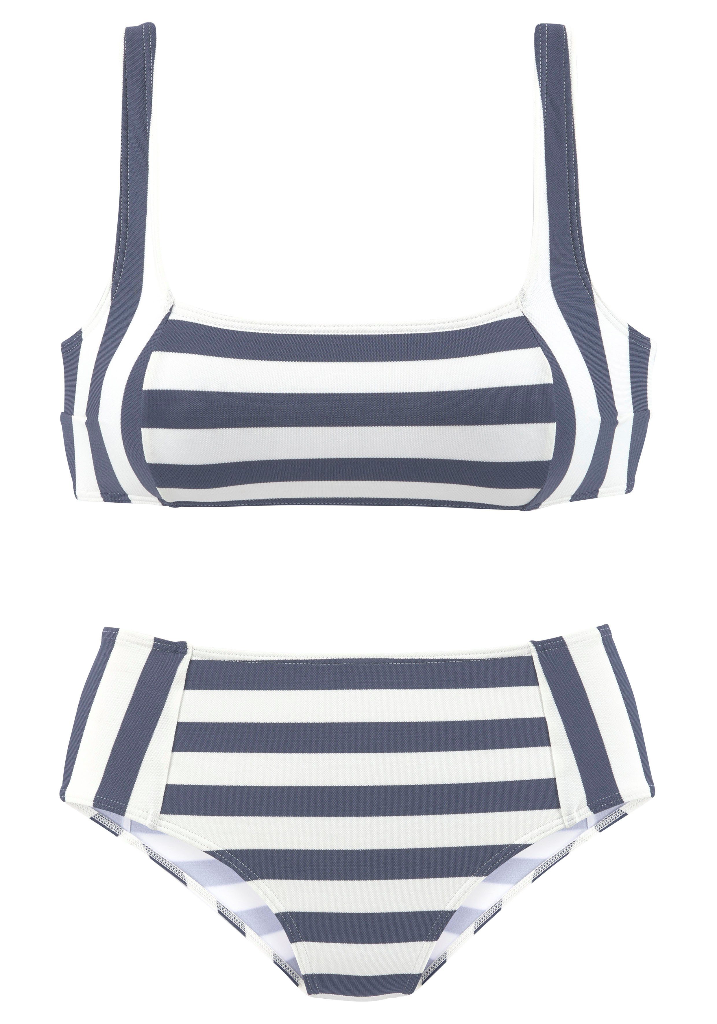 Venice Beach Bustier-Bikini Streifen mit gewebten