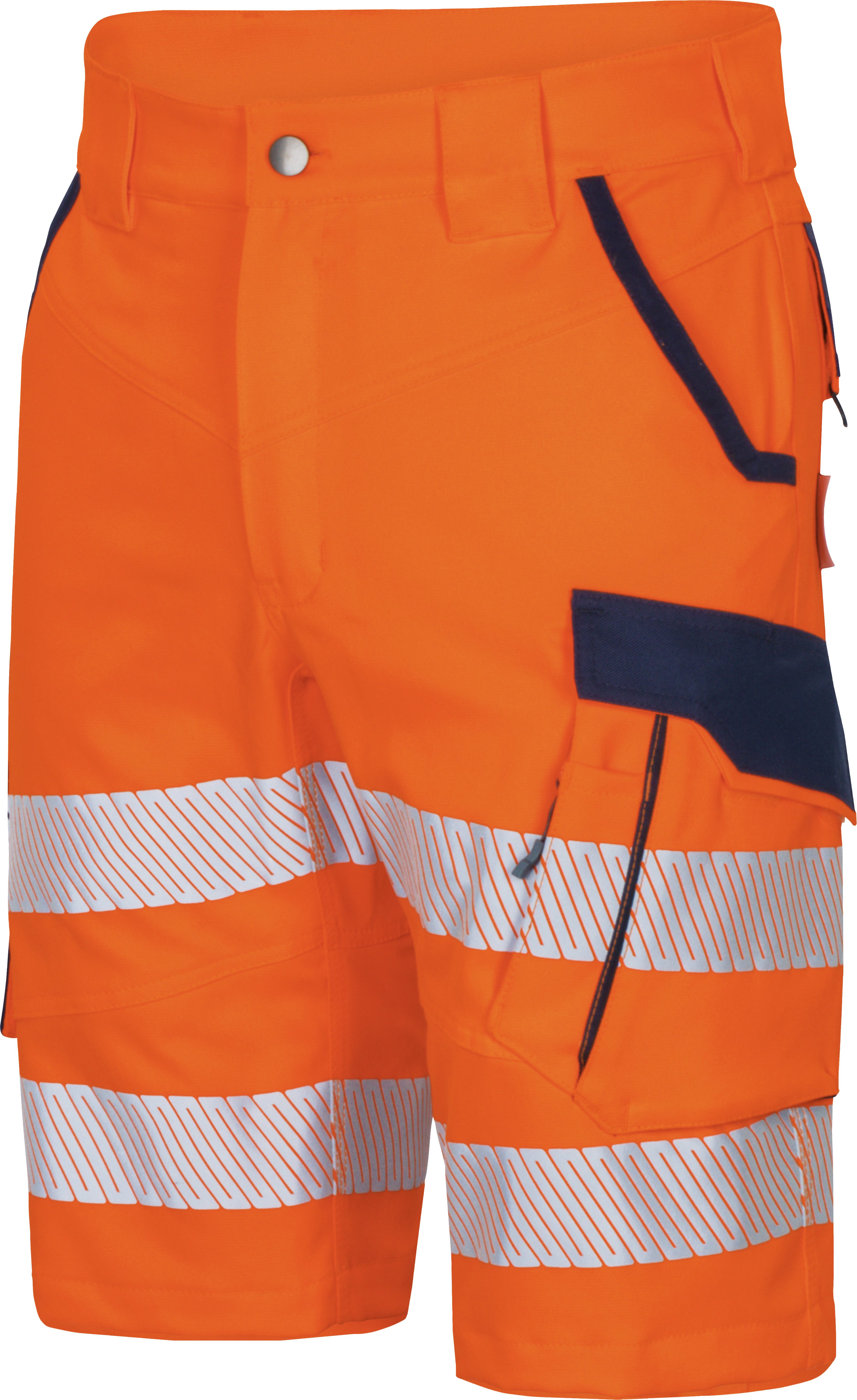 vizwell Arbeitsshorts kurze Warnschutz Arbeitshose HiVis elastisch dehnbar reißfest und elastisch - knitterfrei sowie pflege- und bügelleicht