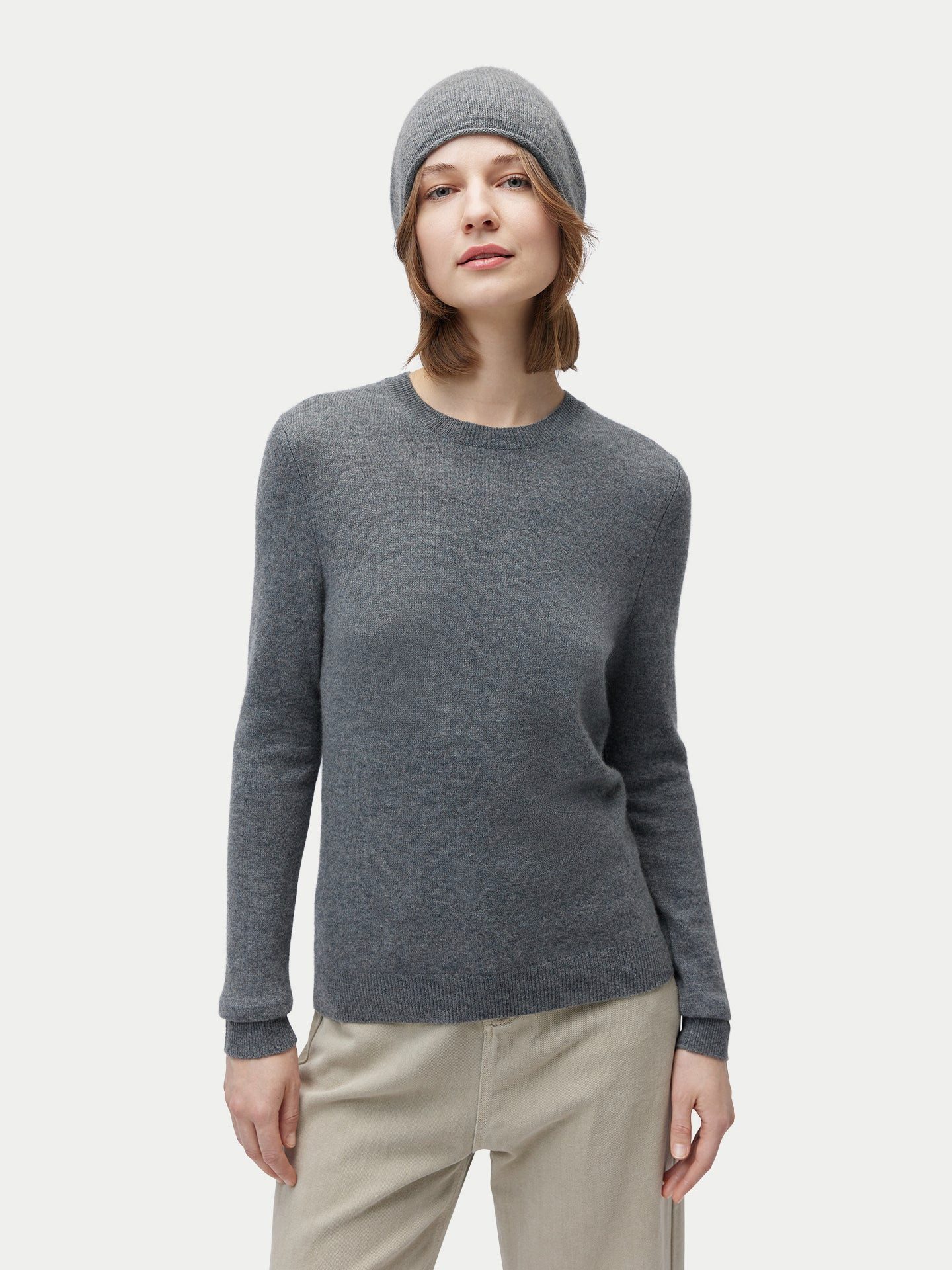 GOBI Cashmere Rundhalspullover 99€ Kaschmir-Set aus Pullover und Mütze günstig online kaufen