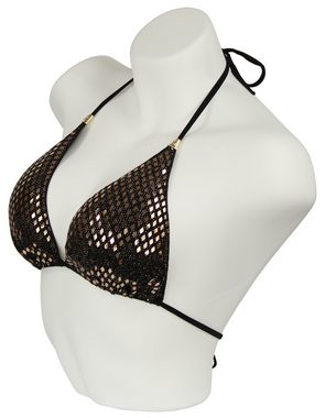 Miss Beach Triangel-Bikini-Top, schimmernde Pailletten, Bikini-Oberteil in Glanz-Optik