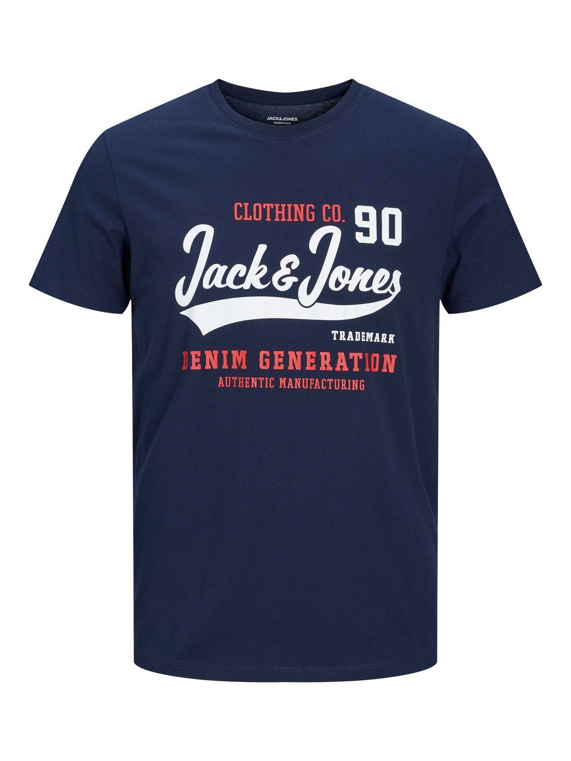 Logo 2-er JJELOGO 4342 (2-tlg) Blau-Schwarz T-Shirts Rundhals & Jack Pack in T-Shirt Shirt Jones Stück