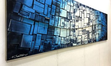 WandbilderXXL XXL-Wandbild Cubic Wave 240 x 70 cm, Abstraktes Gemälde, handgemaltes Unikat