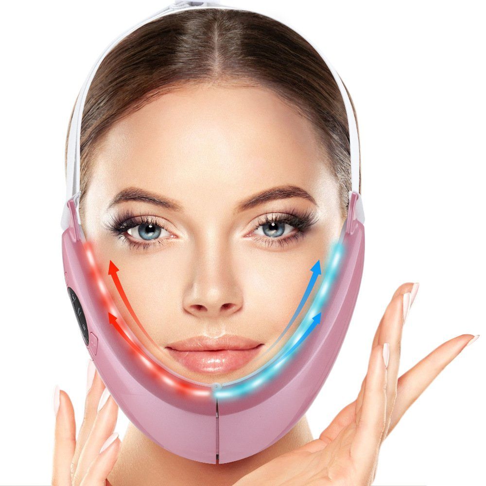 GelldG Gesichtsmaske Elektrisches V-Gesichtsformungs-Massagegerät, Doppelkinn-Reduzieren rosa