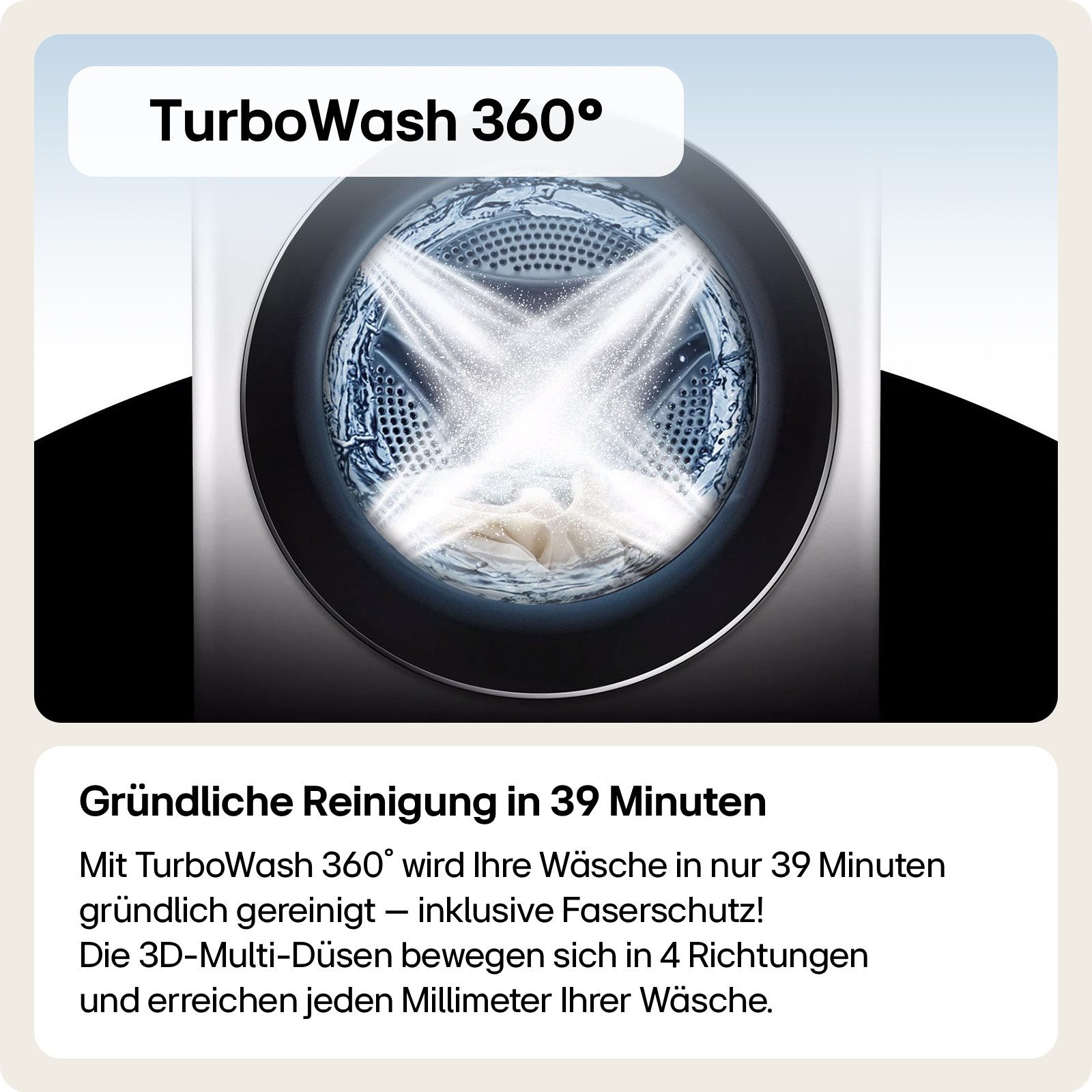 LG Waschmaschine Serie X7 F4WX709YP, 9 kg, 1400 U/min, AI Wash mit AI DD, TurboWash 360°, Steam, AquaLock, ThinQ AI – Bild 5 von 5