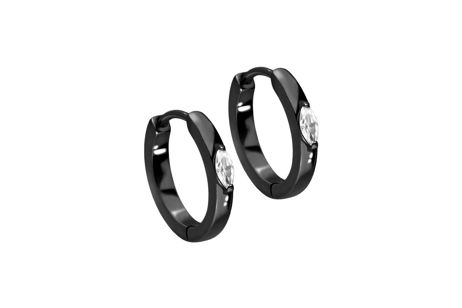 FILANGO Paar Серьги-кольца Chirurgenstahl Ohrclicker Серьги-кольца EINGEFASSTER KRISTALLTROPFEN (Creolen, 1-tlg)