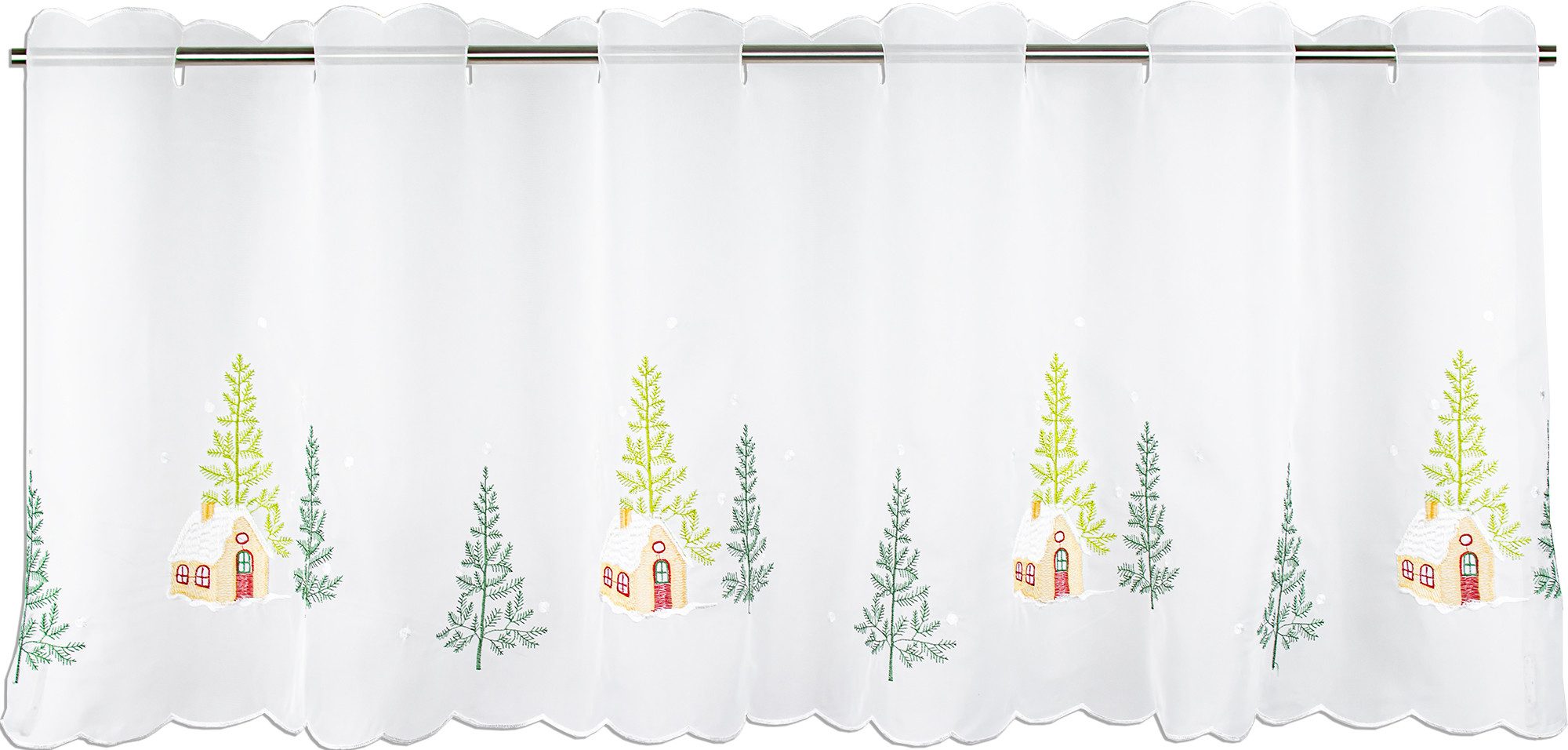 Clever-Kauf-24 Scheibengardine Scheibengardine, bestickt, Winterlandschaft, günstig online kaufen