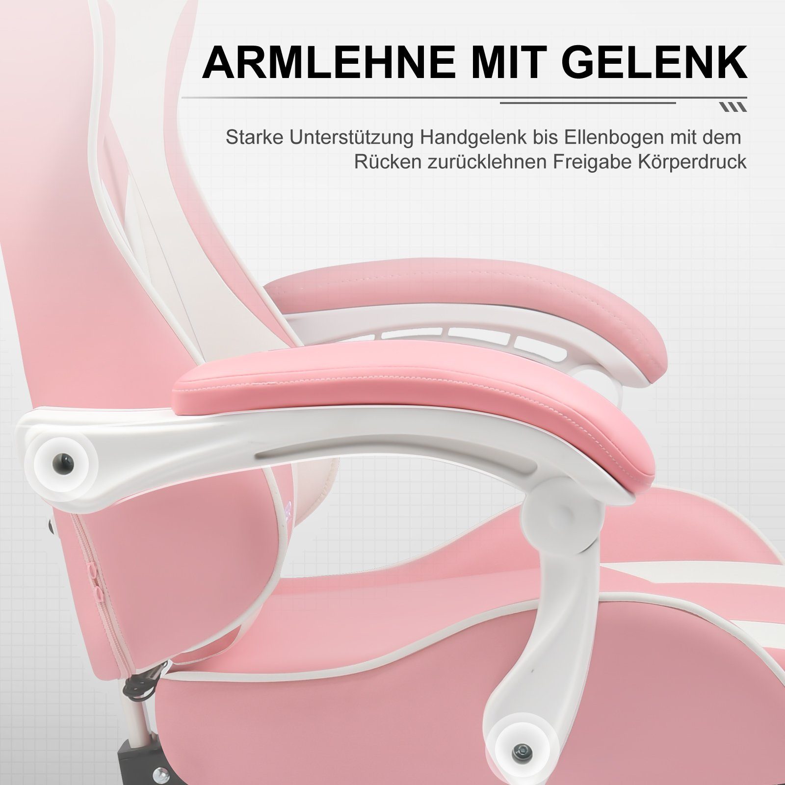 GTPLAYER Gaming-Stuhl Bürostuhl mit Massagefunktion, Fußstütze, Kopfstütze (Packung), Ergonomischer Gamer Stuhl Maximale Belastung 150 kg, 360° drehbar