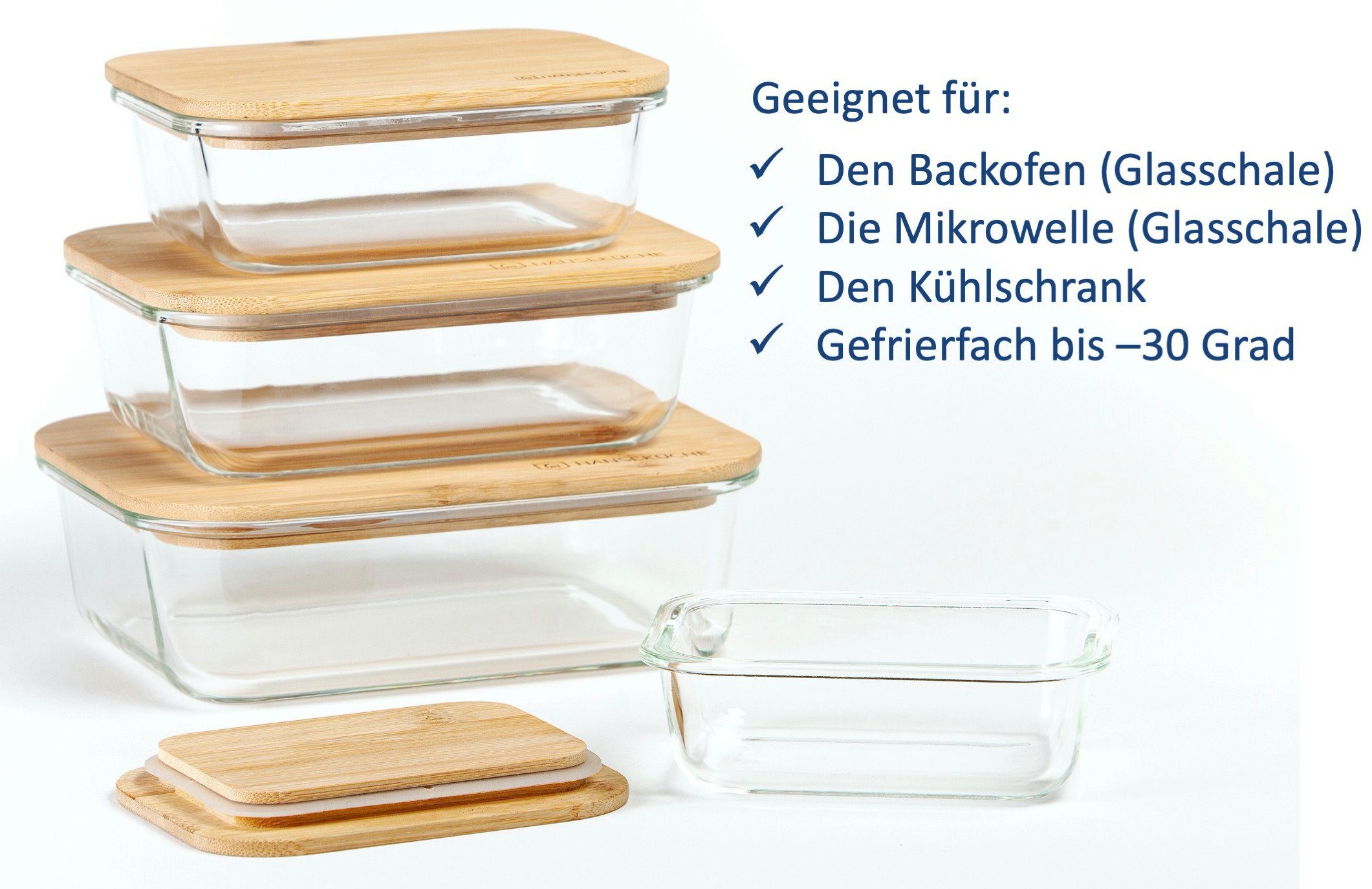 Glas Set 4er 4 Hanseküche Frischhaltedosen (1-tlg) mit Befestigungsbändern, Hanseküche Vorratsglas