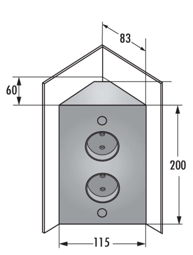 Thebo THEBO ST 3007/200/2 Eck-Steckdosenelement, schwarz, 2-fach, Mehrfachsteckdose 2-fach