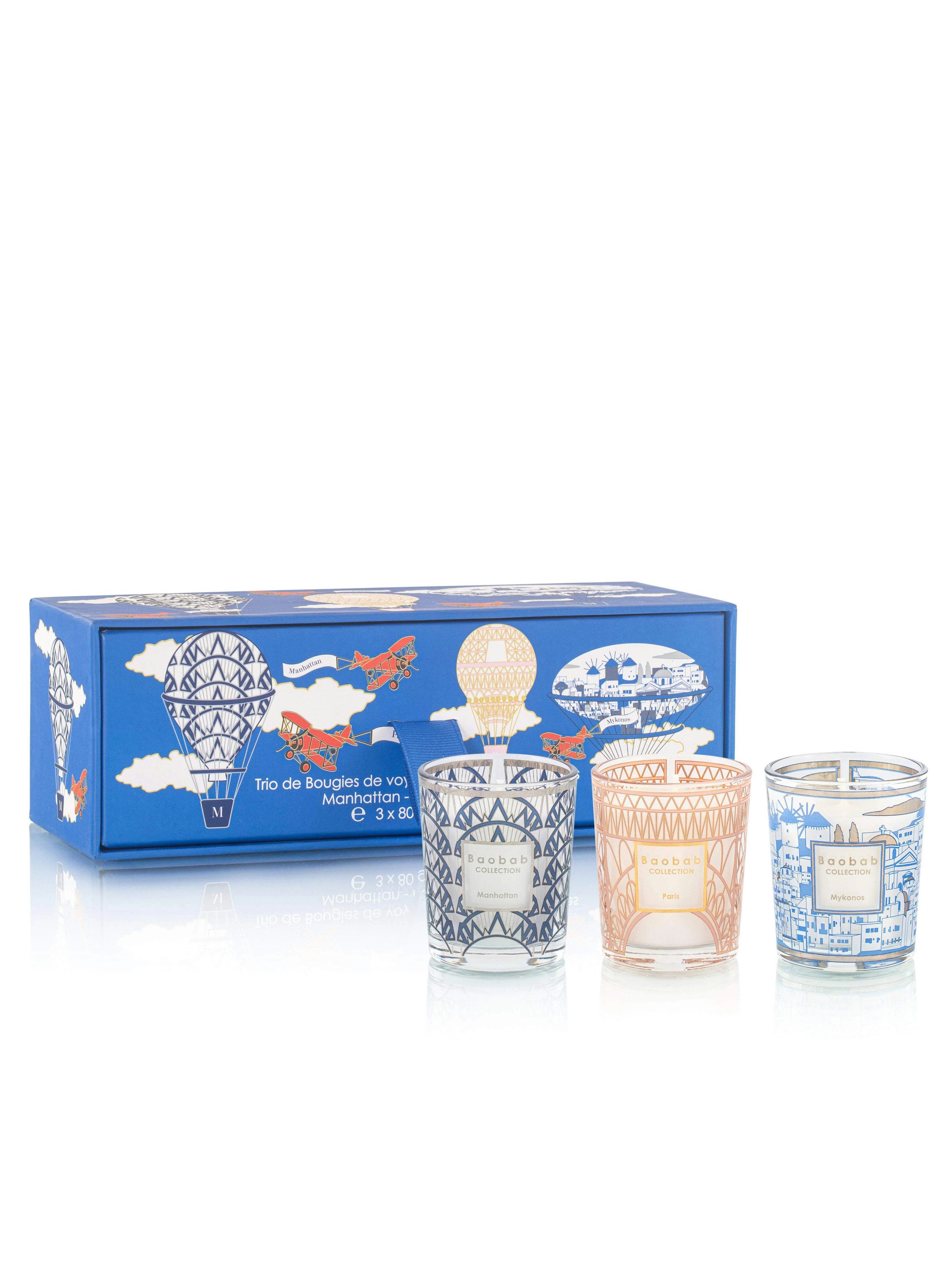Baobab Duftkerze Baobab Trio Travel Candles My First Baobab Manhattan-Paris-Mykonos