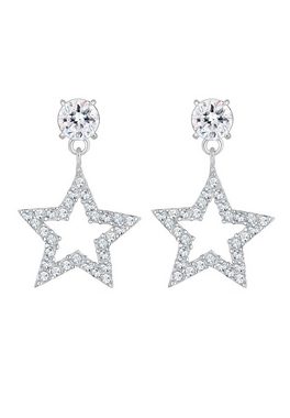 Elli Paar Ohrhänger Sterne Sparkling Kristalle 925 Silber