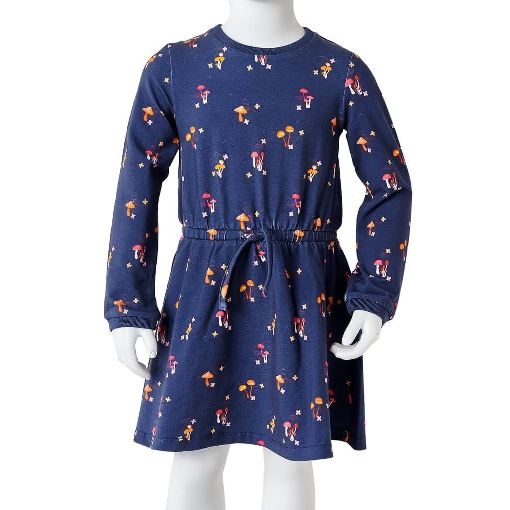 Marineblau A-Linien-Kleid Kinderkleid vidaXL Pilzmotiv 116