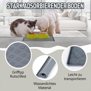 Avisto Napf Napfunterlage Silikon für Hund und Katzen+Haustier-Glocken, 47×31 cm, waschbare, faltbare