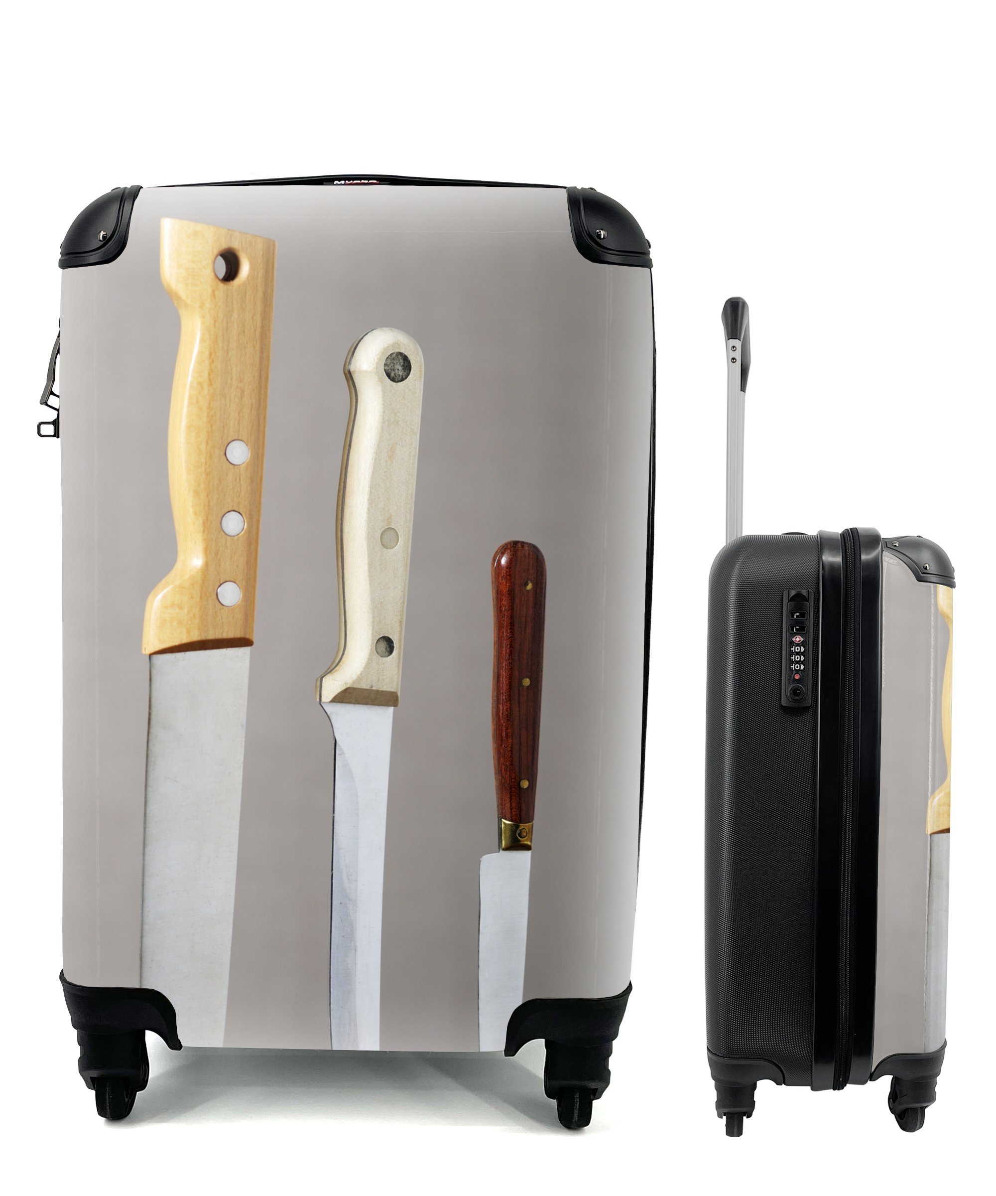 MuchoWow Handgepäckkoffer Messer in einem Schneidebrett, 4 Rollen, Reisetasche mit rollen, Handgepäck für Ferien, Trolley, Reisekoffer