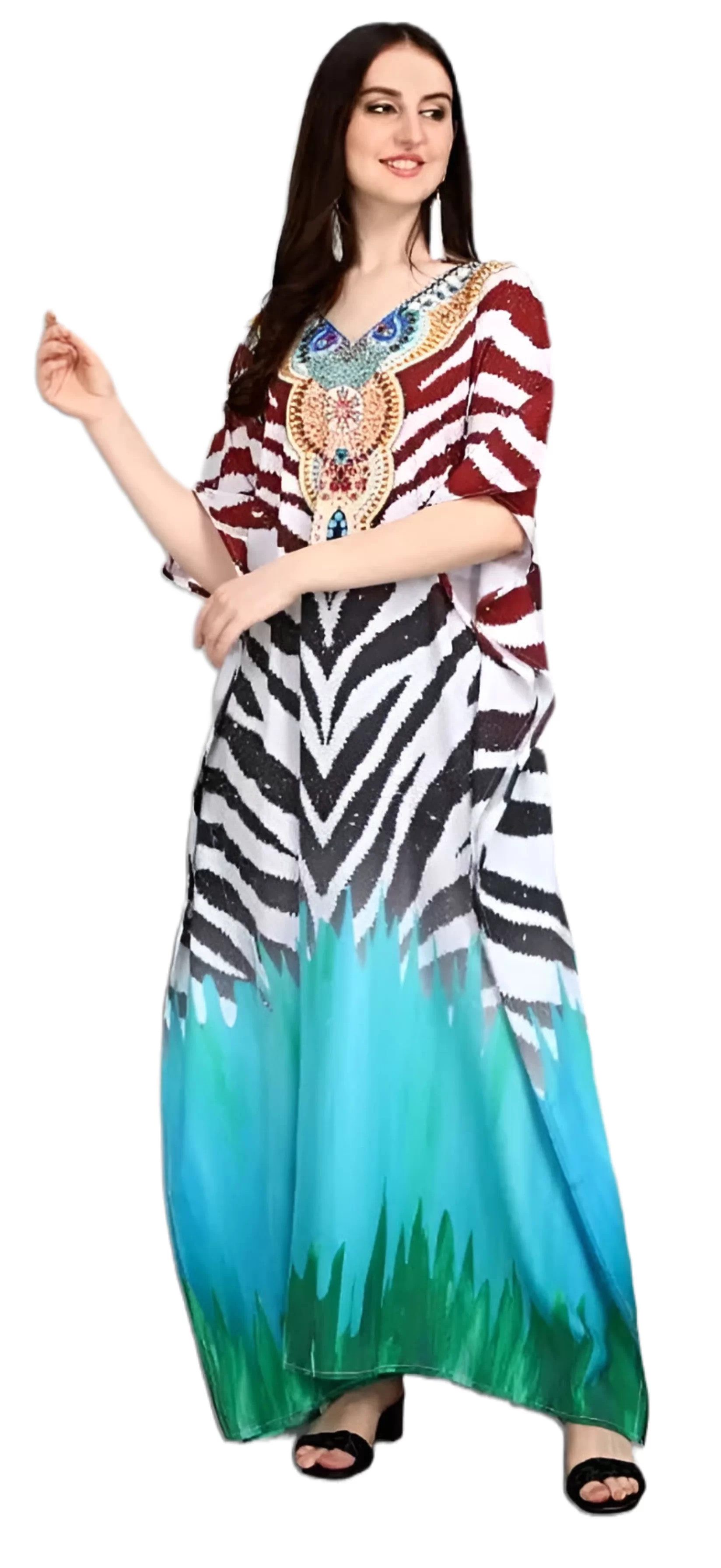 PfauGermany Kaftan GLAMOROUS Digital Printed With Stone Work