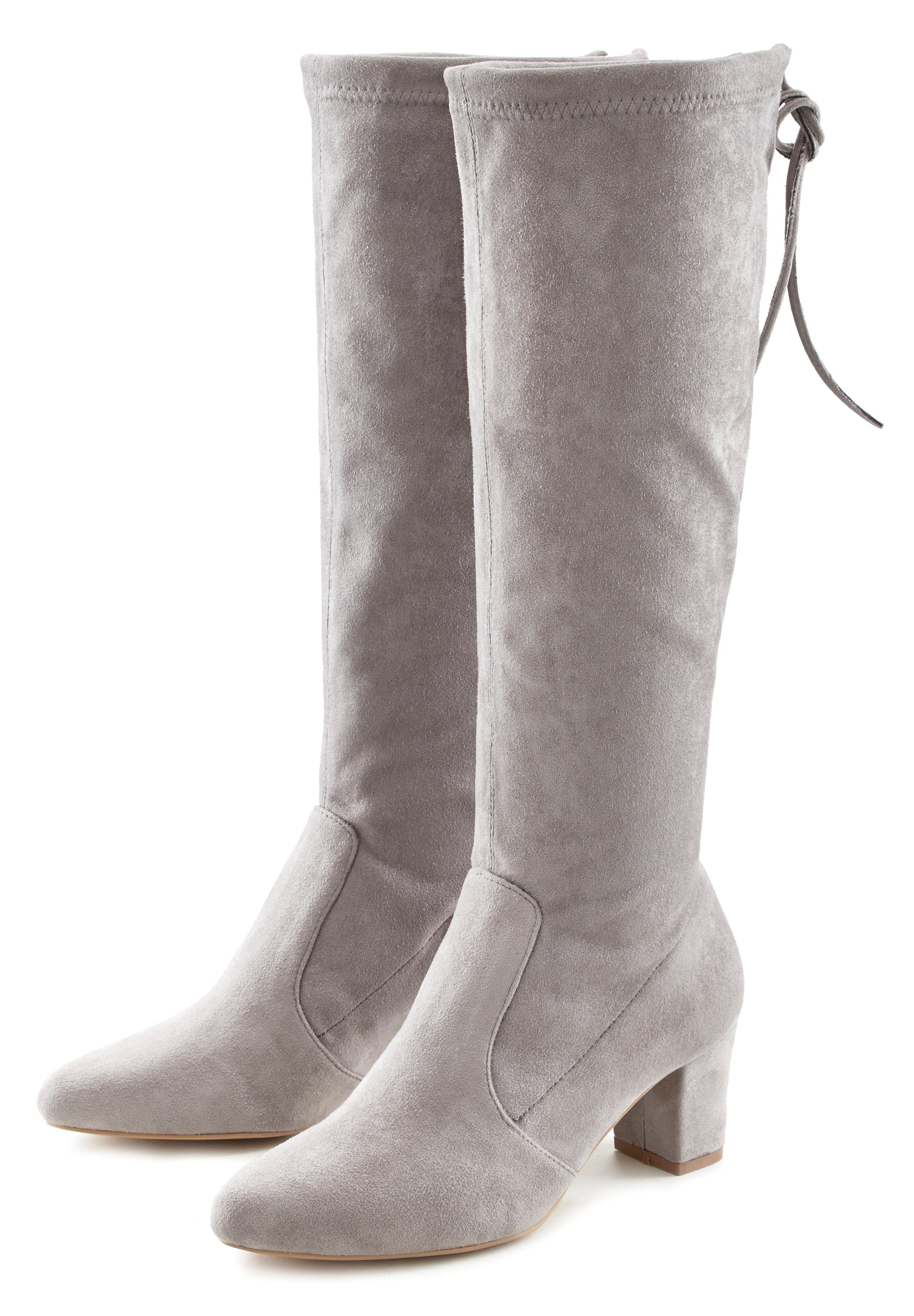 LASCANA Schlupfstiefel Schlupfboots, Slouchy Boots, Slip-On, Stretch & Blockabsatz