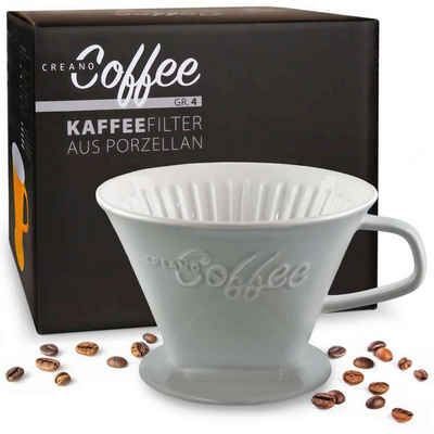 Creano Handfilter Creano grauer Kaffeefilter, Porzellan, für Filtergröße 4