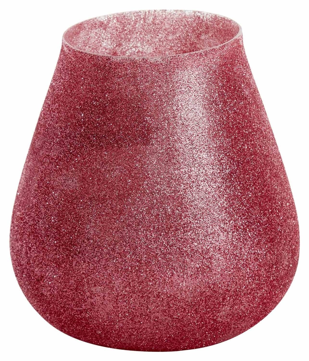 Light & Living Windlicht Teelicht SILUWA, Pink, Ø 12 cm, Glas, mit Glitzer