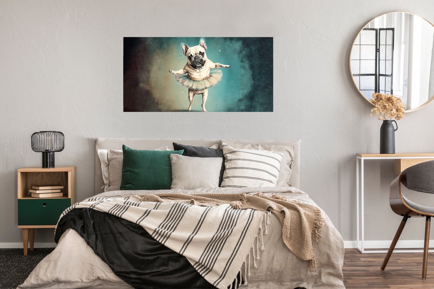 - Hund Poster Rahmen, Tutu Abstrakt Porträt Ohne - Ballett - Bild - St), MuchoWow Wandposter, Kind, für Schlafzimmer, - Wohnzimmer, Wanddeko (1