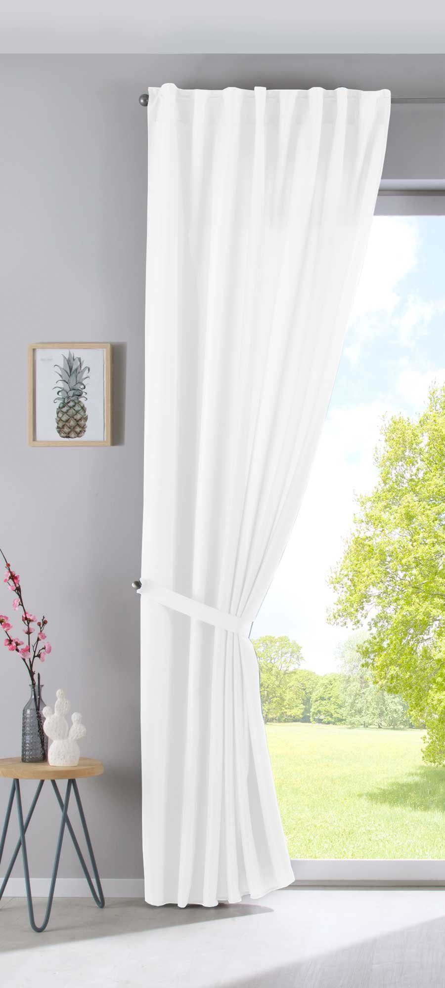 Gardinenbox Vorhang (1 St), verdecketeSchlaufen, transparent, Cationic »JENA« Blickdicht Leinen Optik Meliert extra Breit 2019037