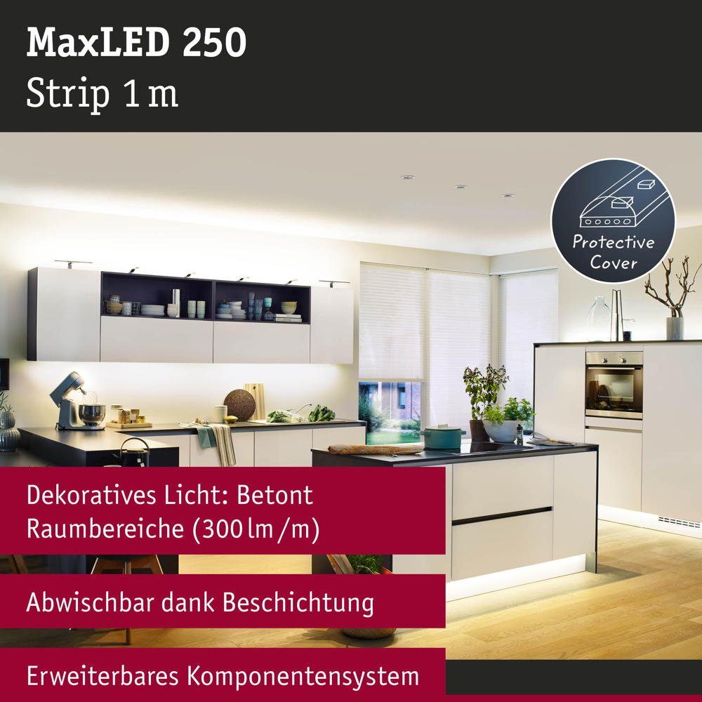 MaxLED 2700K LED Erweiterung 1-flammig, Silber 240lm Streifen 4W Stripe Strip LED in LED Paulmann 1000mm, IP44