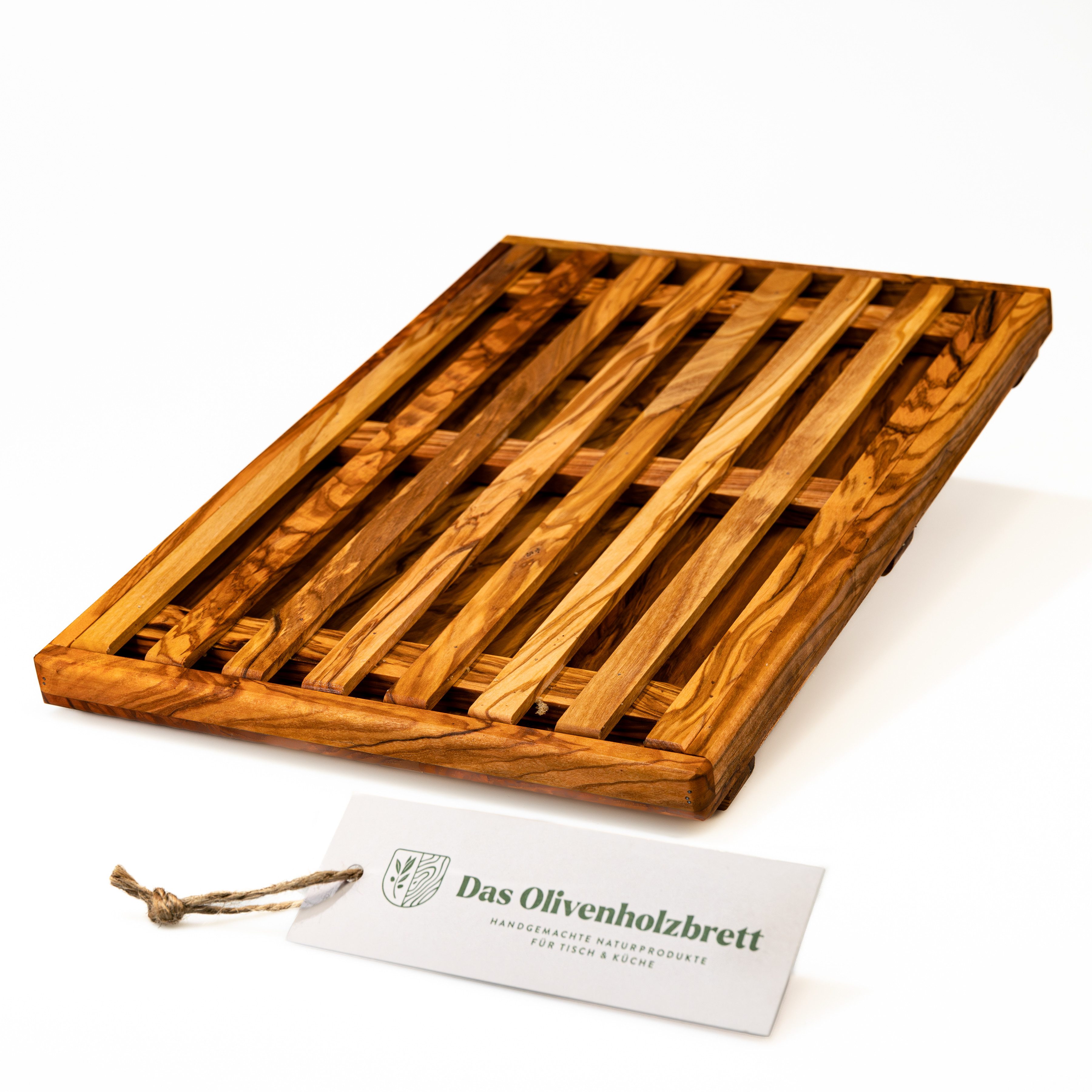 dasOlivenholzbrett Brotschneidebrett Brotschneidebrett mit Krümelrost, flach