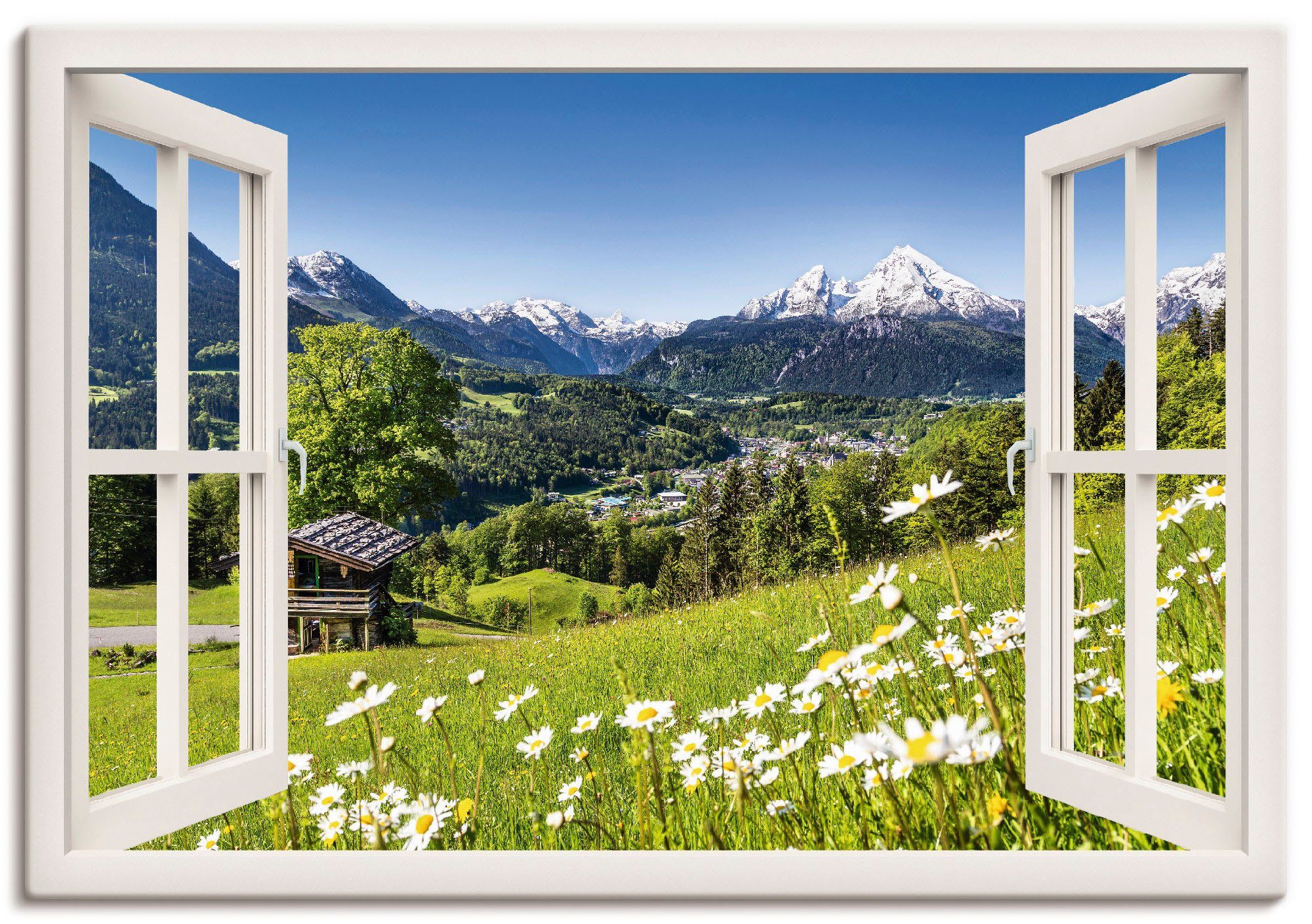 Artland Wandbild "Fensterblick Bayerischen Alpen", Berge, (1 St.), als Alub günstig online kaufen