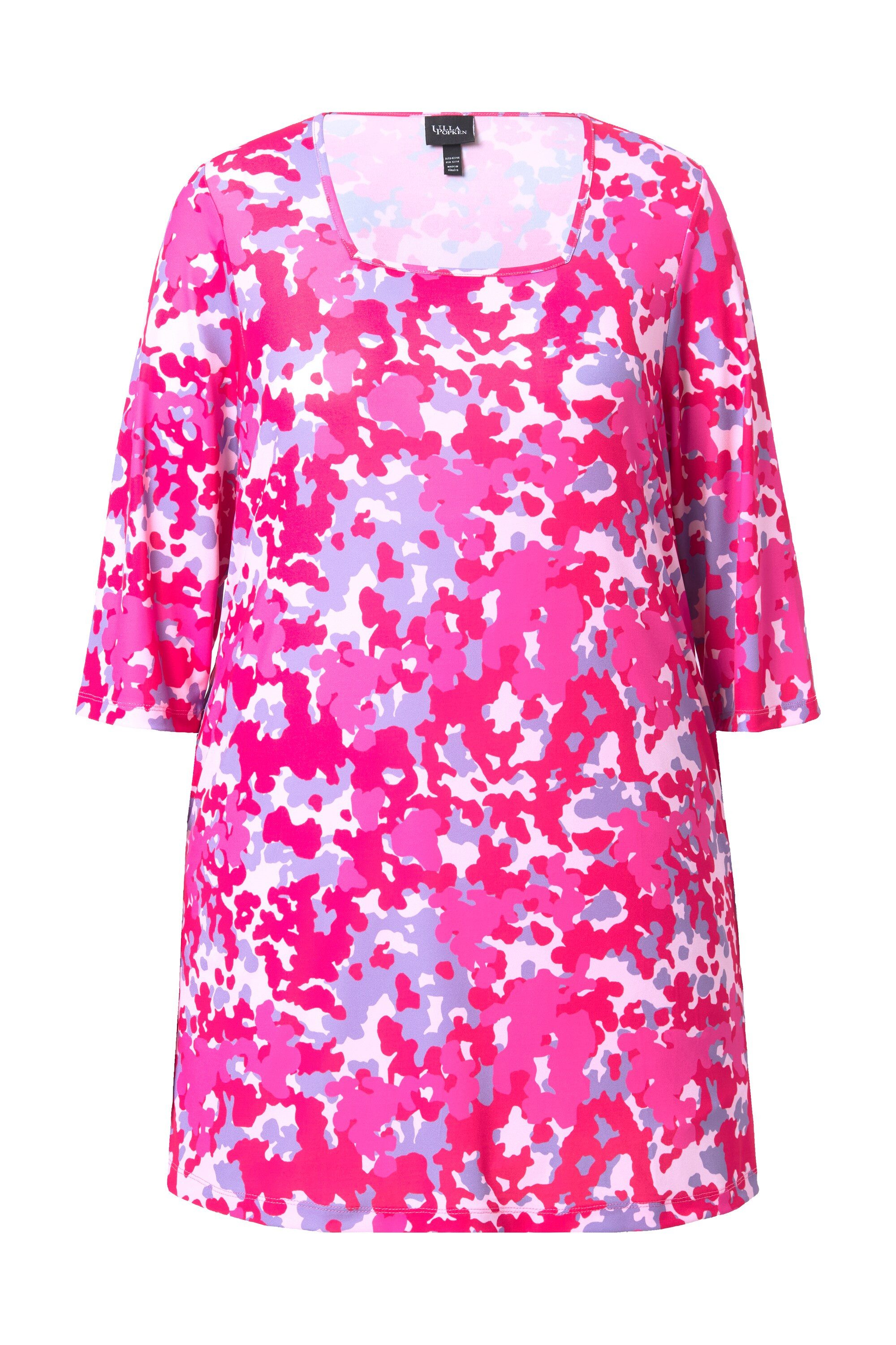 Ulla Popken Longshirt Longshirt grafischer Druck Carré-Ausschnitt