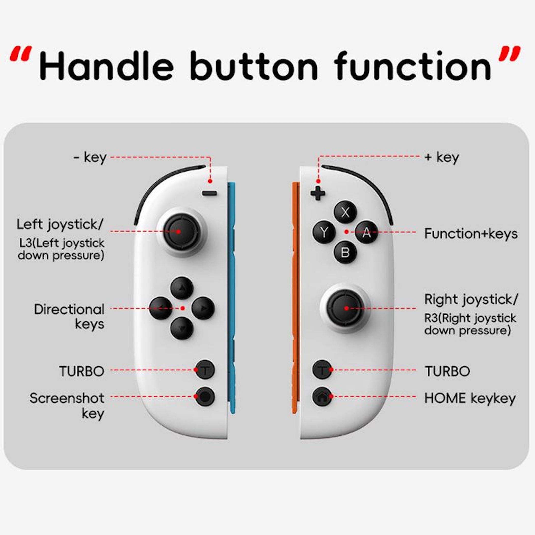 Wigento Für Nintendo Switch Split Controller mit Motion & RGB Weiß Gaming-Adapter, 0 cm, Hall Effect Joysticks, 6-Achsen-Sensor, RGB-Beleuchtung