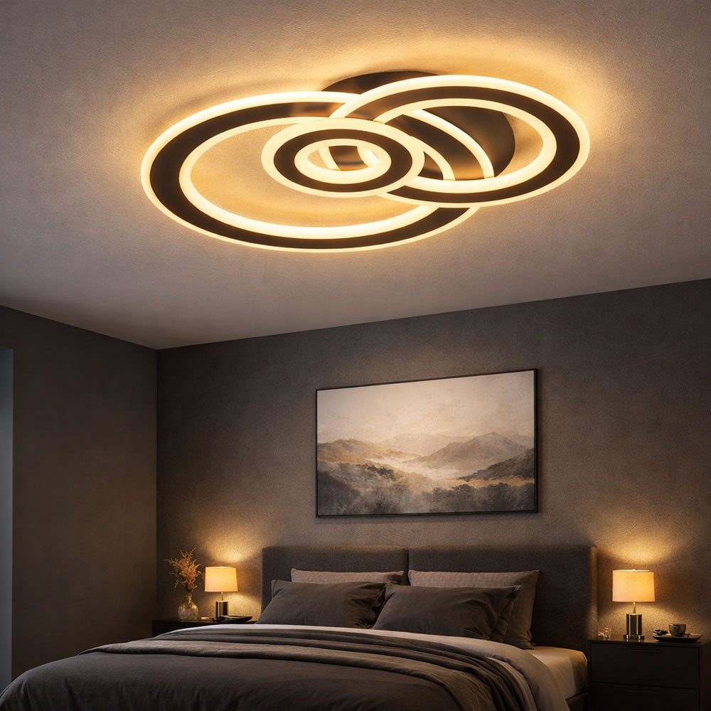 WOFI LED Deckenleuchte, LED-Leuchtmittel fest verbaut, Warmweiß, Deckenlampe dunkelgrau Deckenleuchte