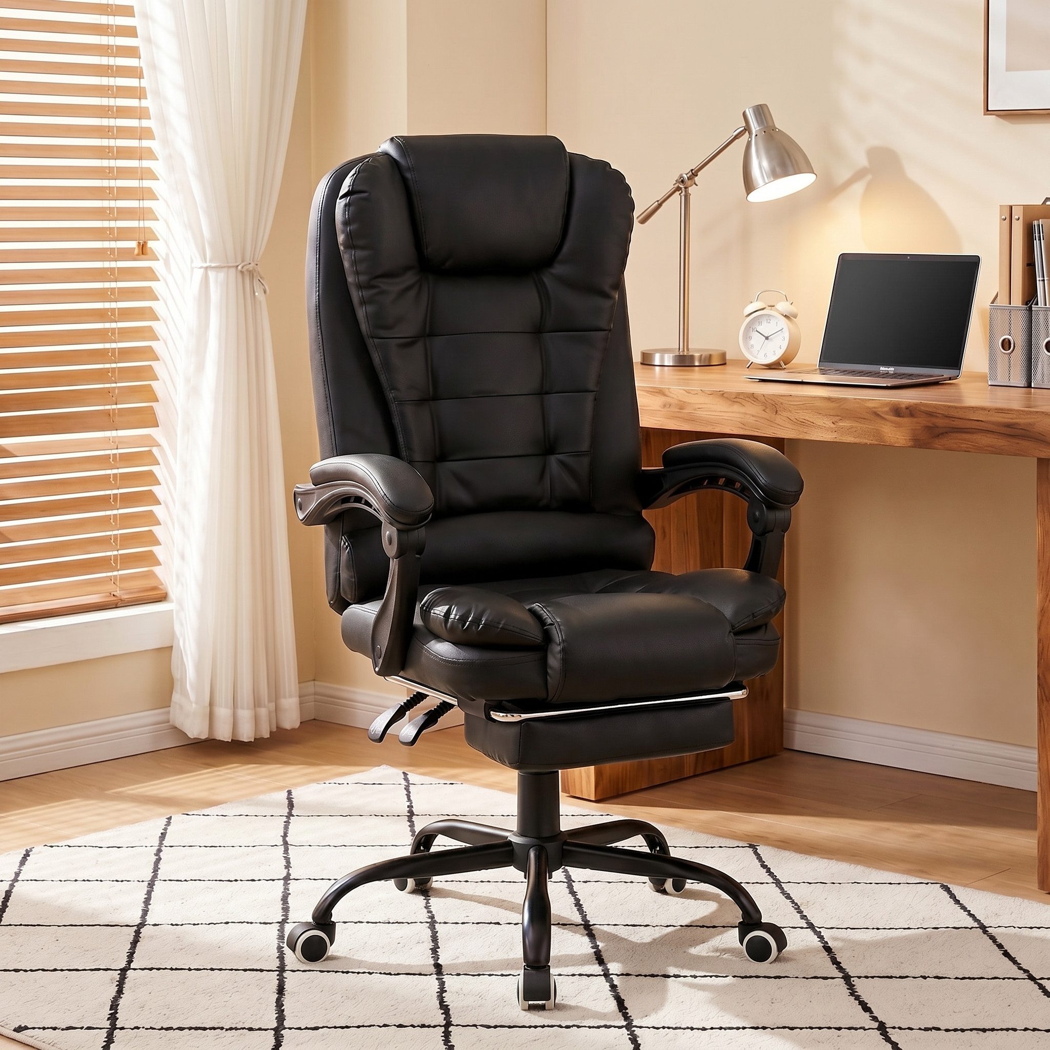 oyajia Bürostuhl Ergonomischer Bürostuhl Massage Chefsessel Drehstuhl Gaming Büro Stuhl (Bürostuhl mit extra Polsterung Home Office Chair im Lederoptik-Design), Chefsessel Drehstuhl, Höhenverstellbar für Zuhause und Arbeit