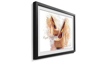WandbilderXXL Bild mit Rahmen Golden Couple, Highheels, Wandbild, in 4 Größen erhältlich