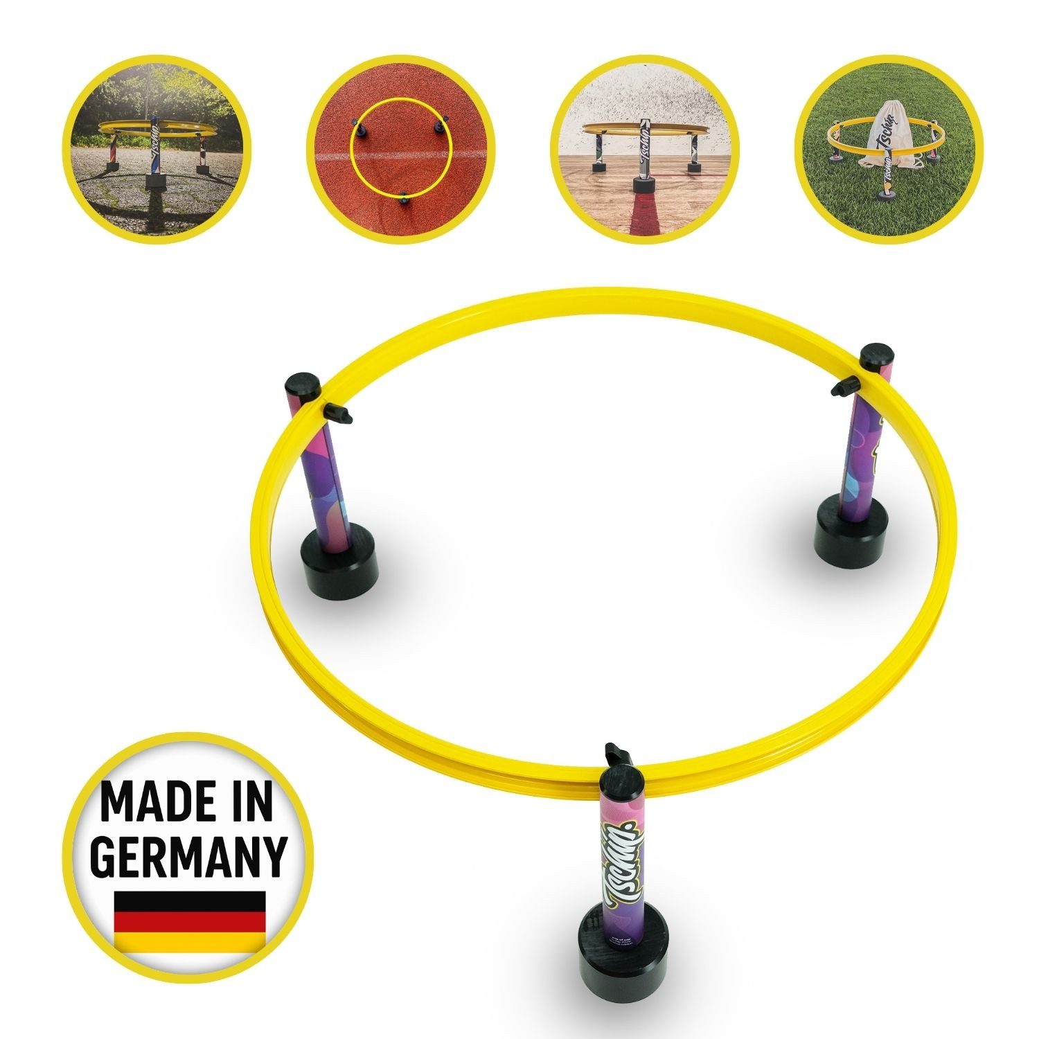 Tschip Trainingsring Fußballspiel, Outdoor-Ballspiel, Indoor-Gruppenspiel (Allrounder für Sport, Training und Freizeit, Fußball-Spiel Set und innovatives Trainingsgerät), Tschip allgrounder, Ring mit universellem Fußsystem